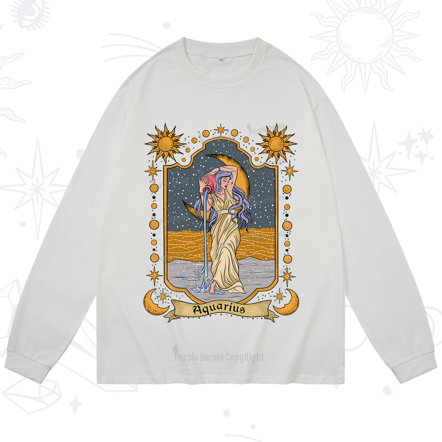 Purplehecate Aquarius Zodiac Long Sleeve T-Shirt