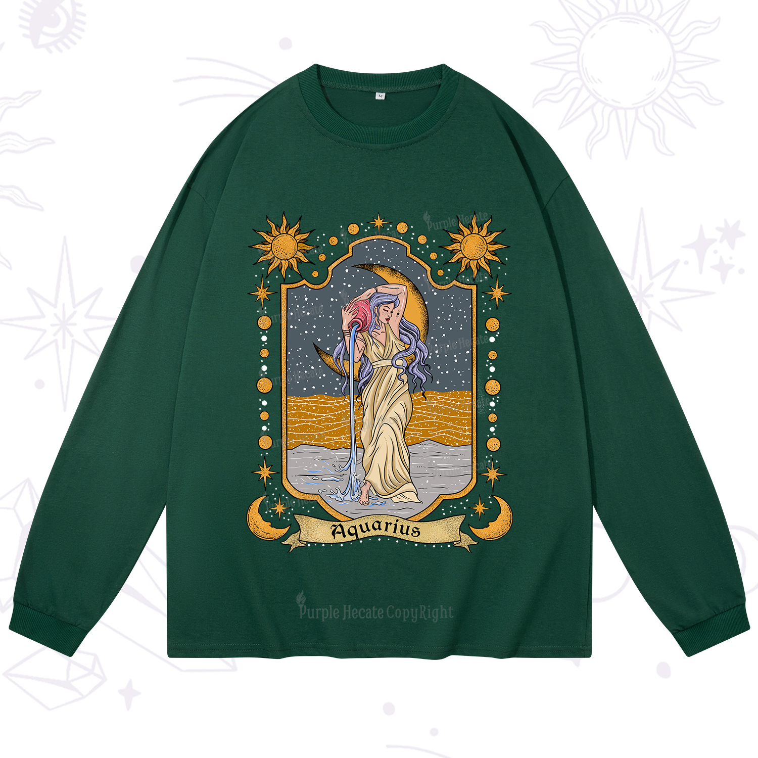 Purplehecate Aquarius Zodiac Long Sleeve T-Shirt