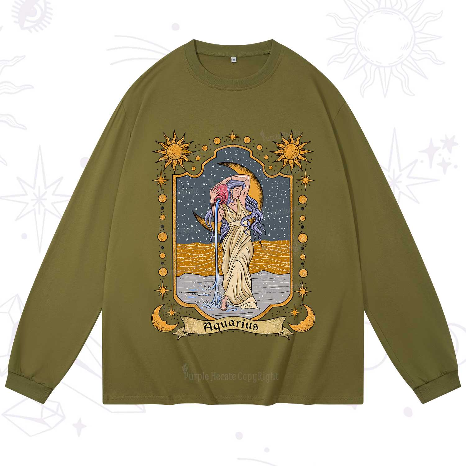 Purplehecate Aquarius Zodiac Long Sleeve T-Shirt