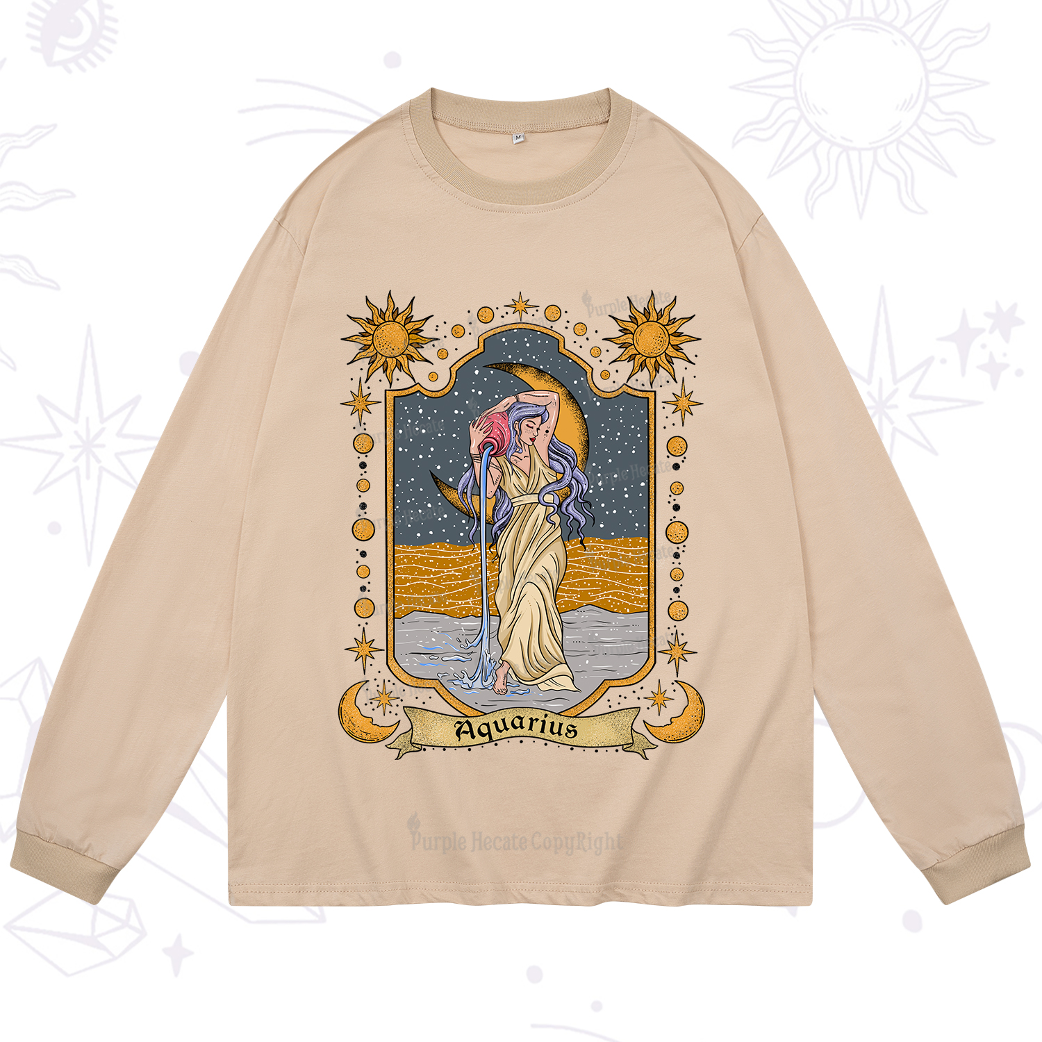 Purplehecate Aquarius Zodiac Long Sleeve T-Shirt