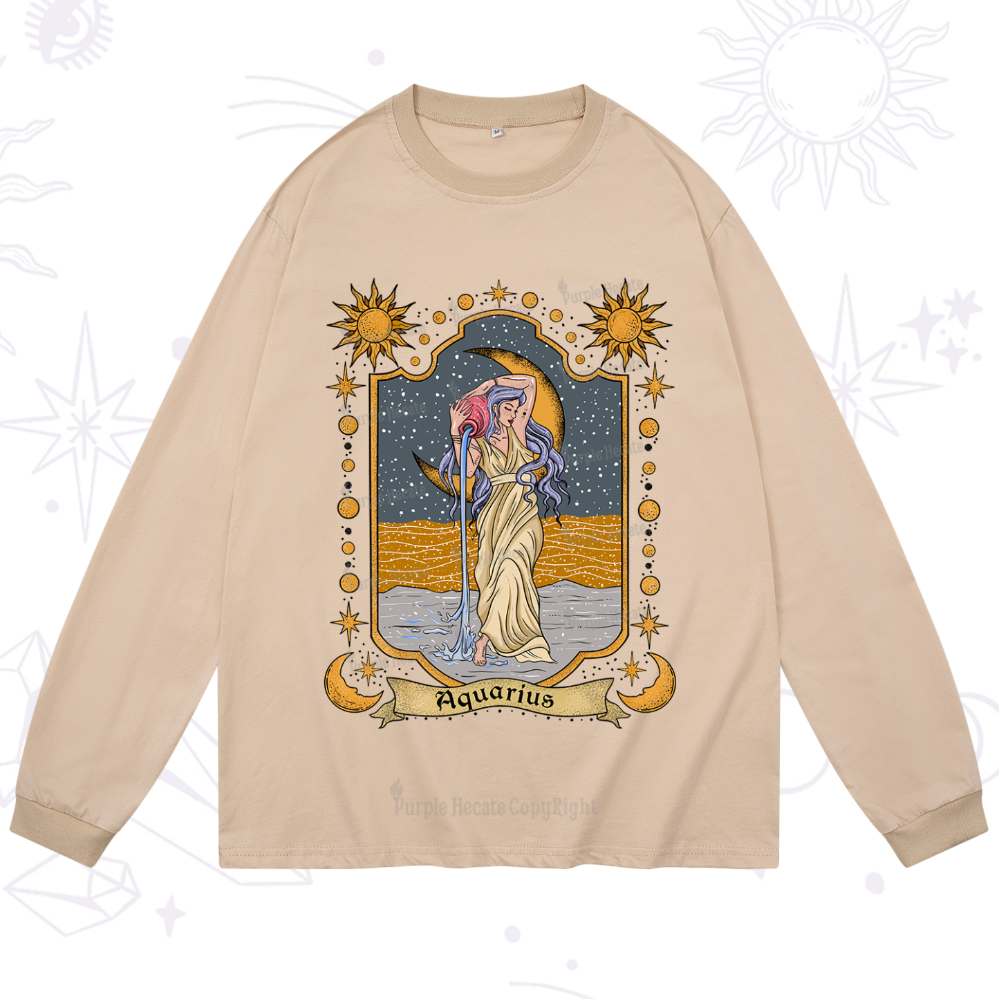 Purplehecate Aquarius Zodiac Long Sleeve T-Shirt