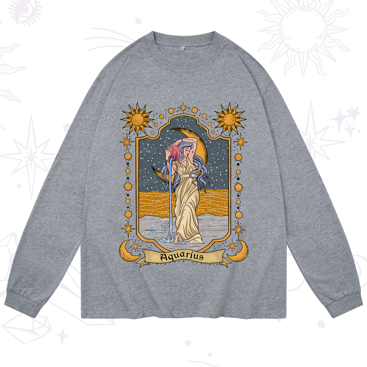Purplehecate Aquarius Zodiac Long Sleeve T-Shirt