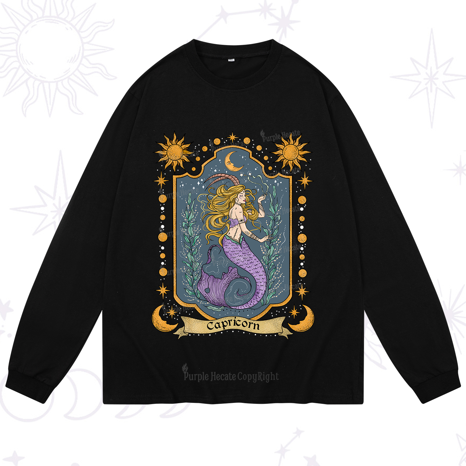 Purplehecate Capricorn Zodiac Long Sleeve T-Shirt
