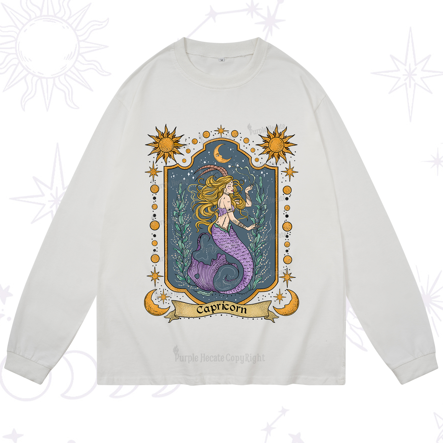 Purplehecate Capricorn Zodiac Long Sleeve T-Shirt
