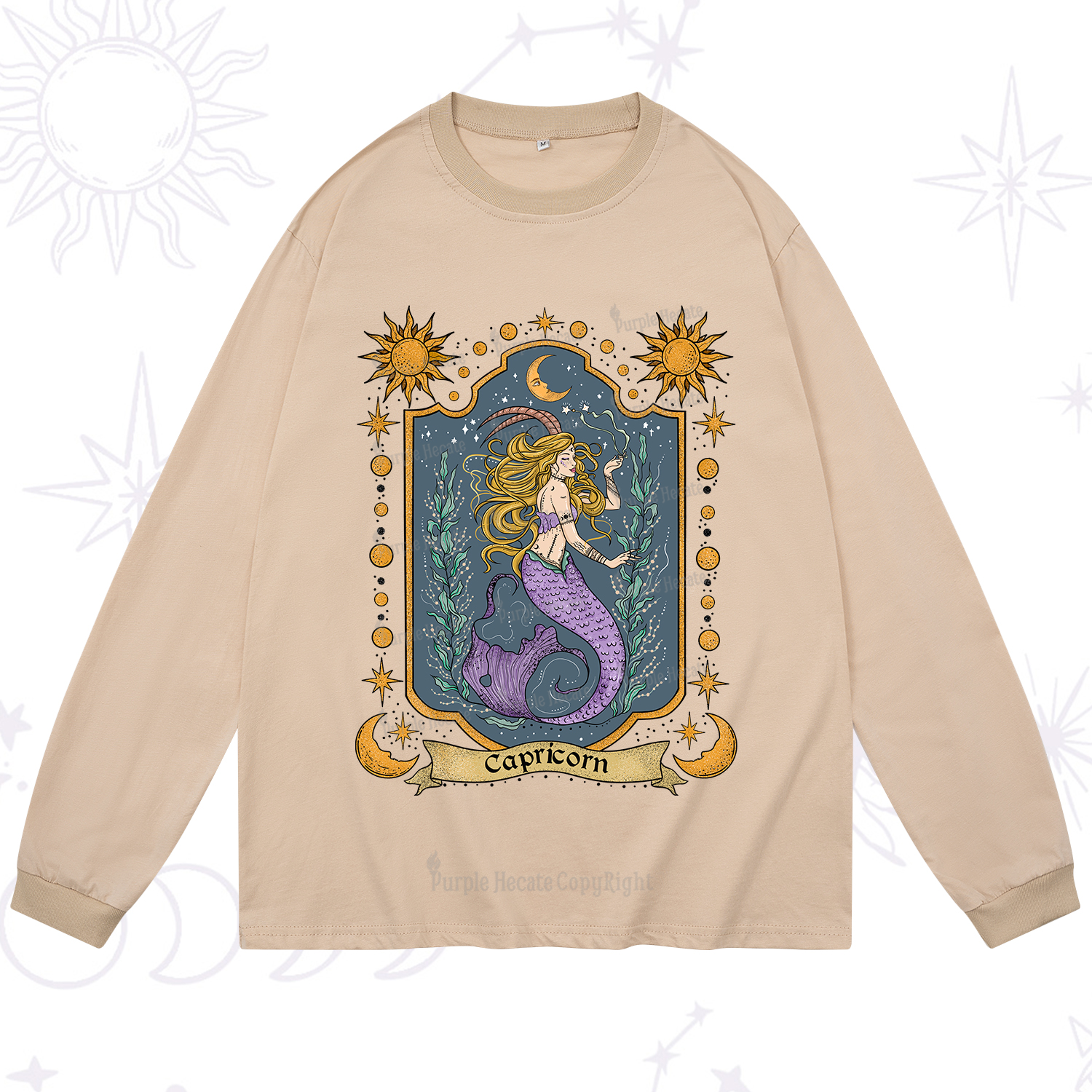Purplehecate Capricorn Zodiac Long Sleeve T-Shirt