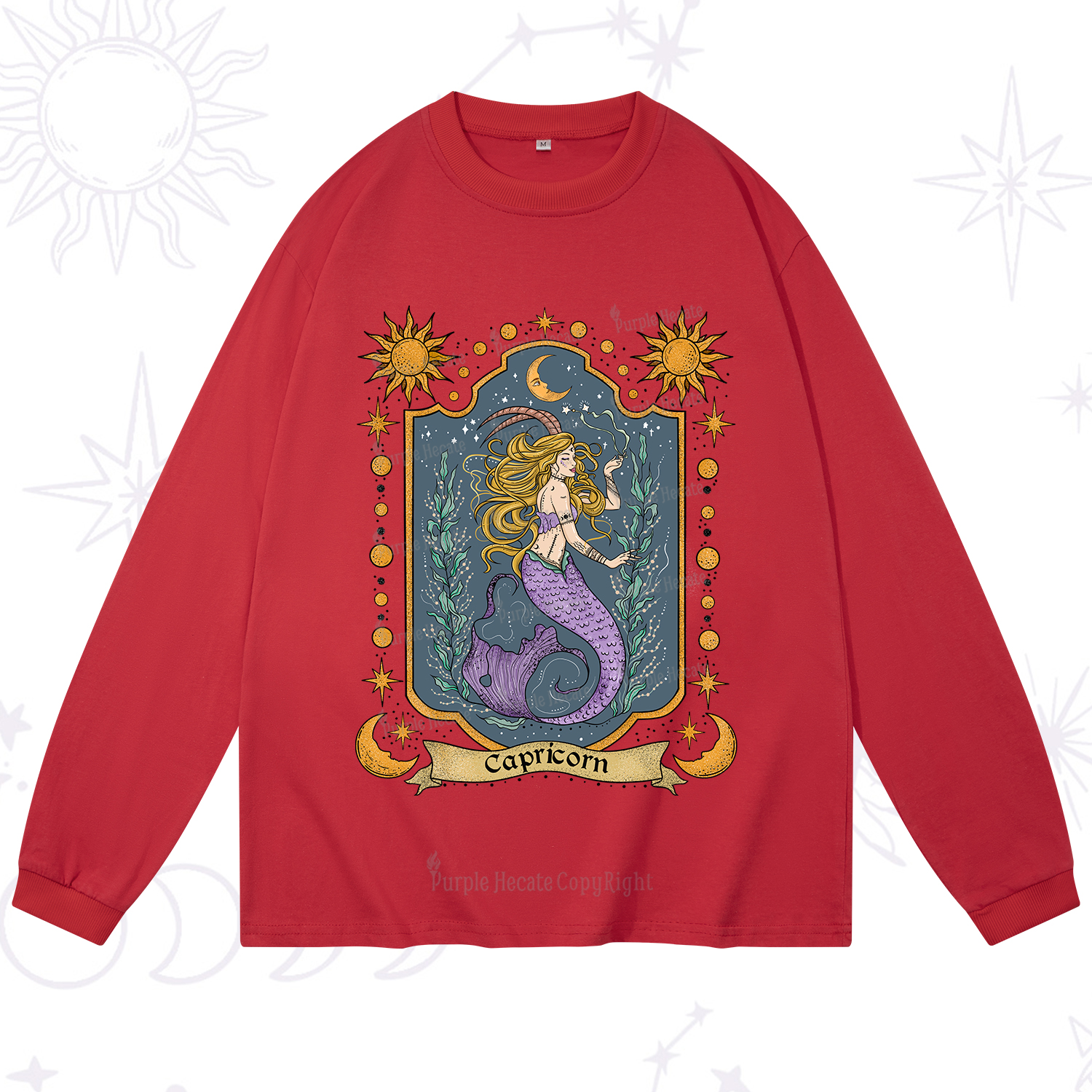 Purplehecate Capricorn Zodiac Long Sleeve T-Shirt
