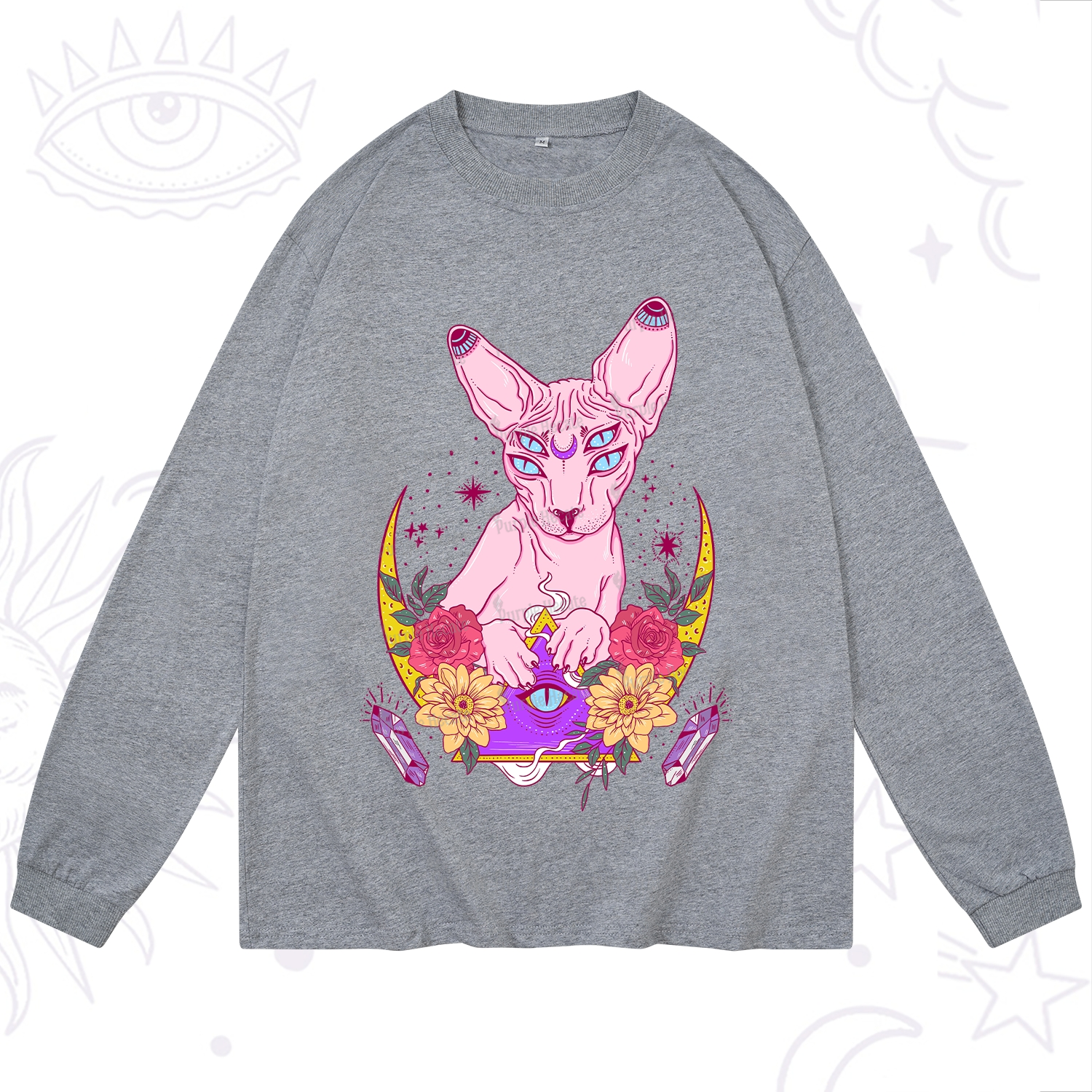 Purplehecate Moon Phase Cat Long Sleeve T-Shirt