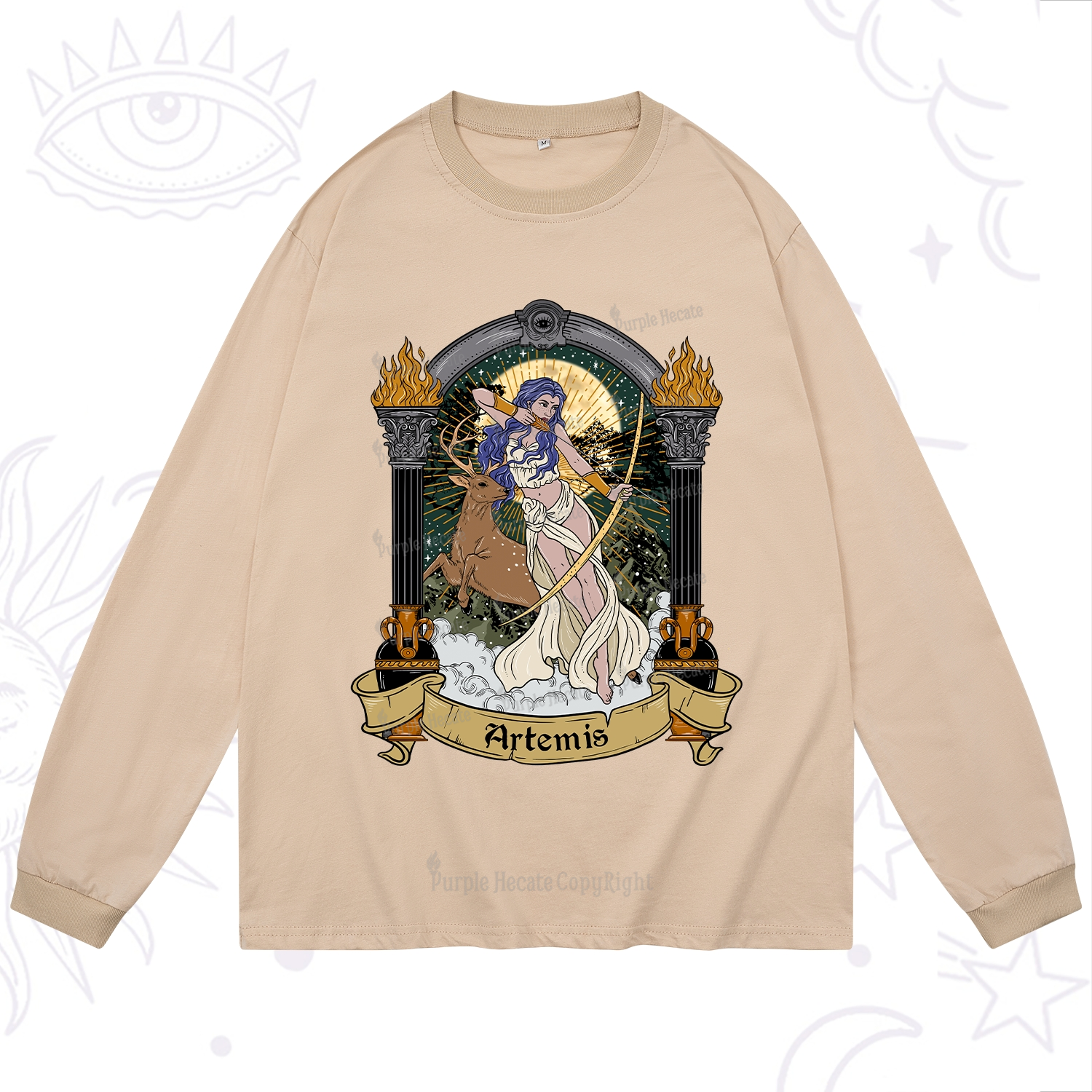 Purplehecate The Huntress Goddess Artemis Long Sleeve T-Shirt