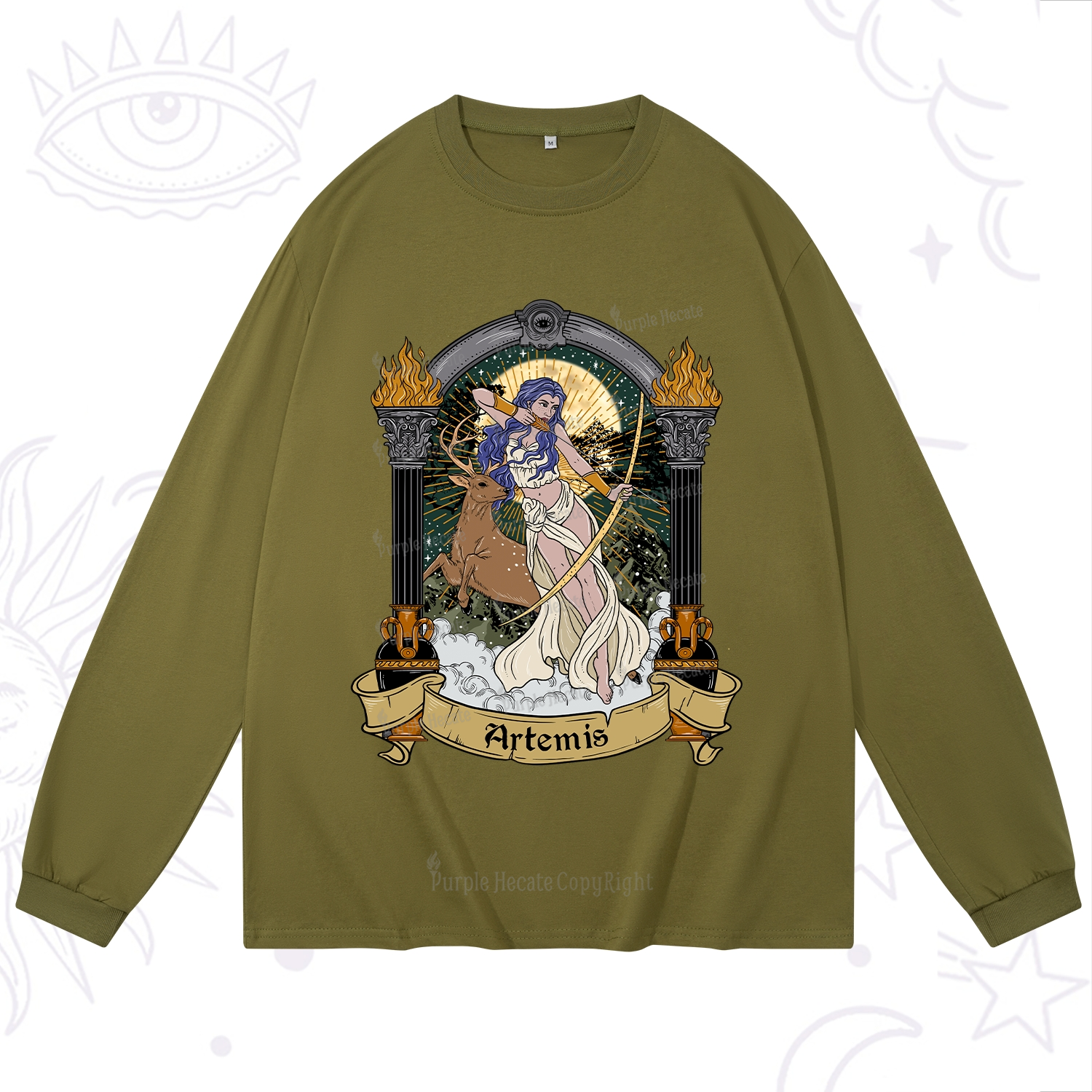 Purplehecate The Huntress Goddess Artemis Long Sleeve T-Shirt