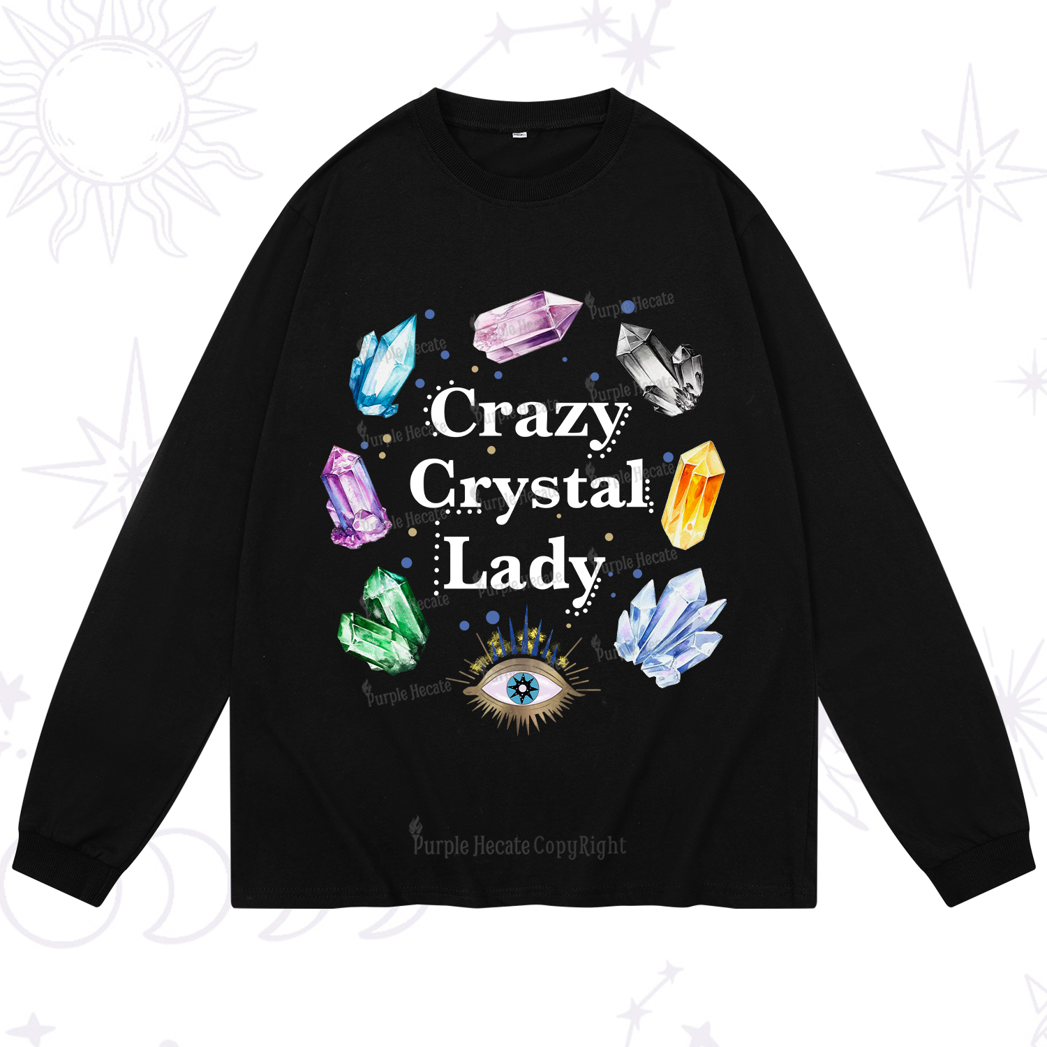 Purplehecate Crazy Crystal Lady Long Sleeve T-Shirt