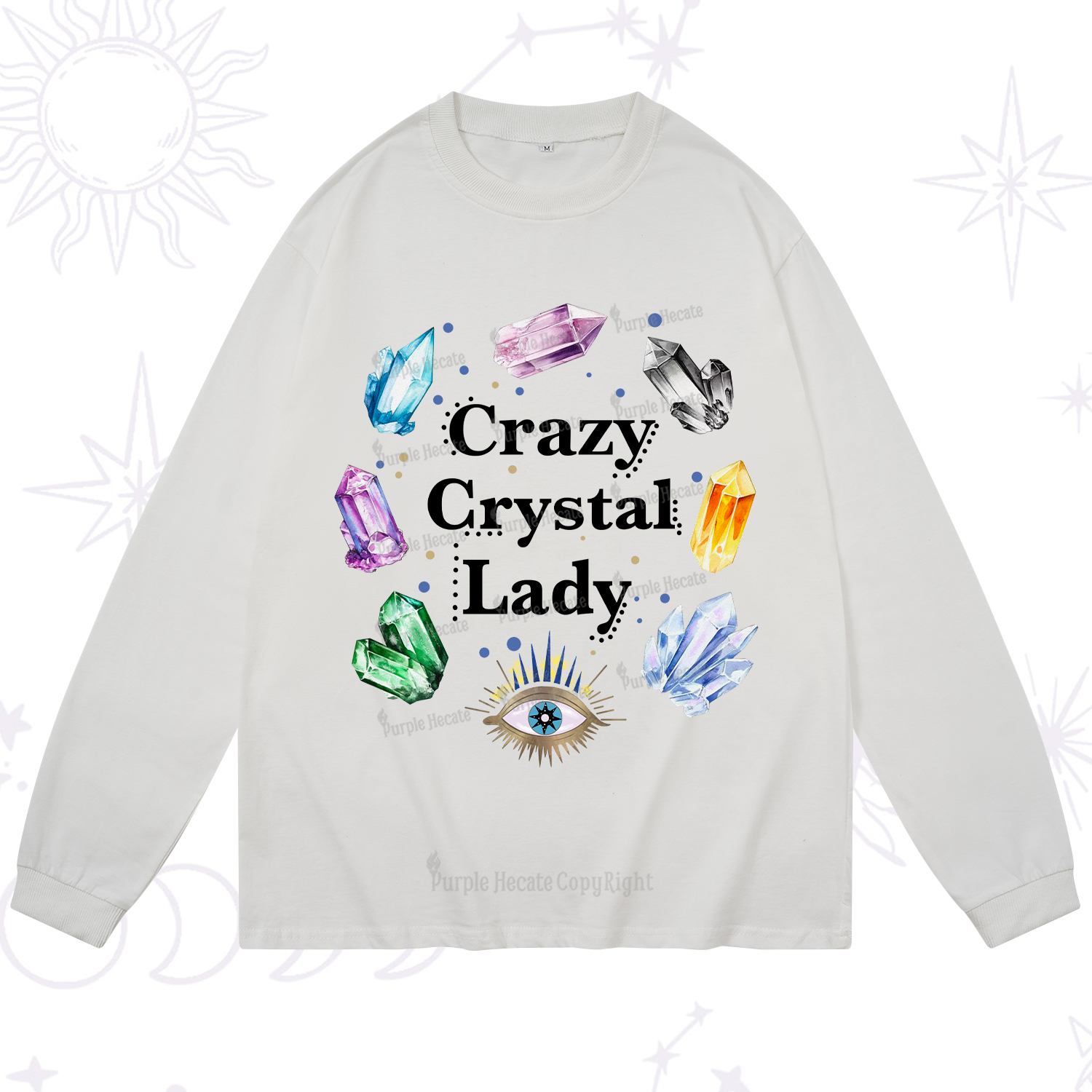 Purplehecate Crazy Crystal Lady Long Sleeve T-Shirt