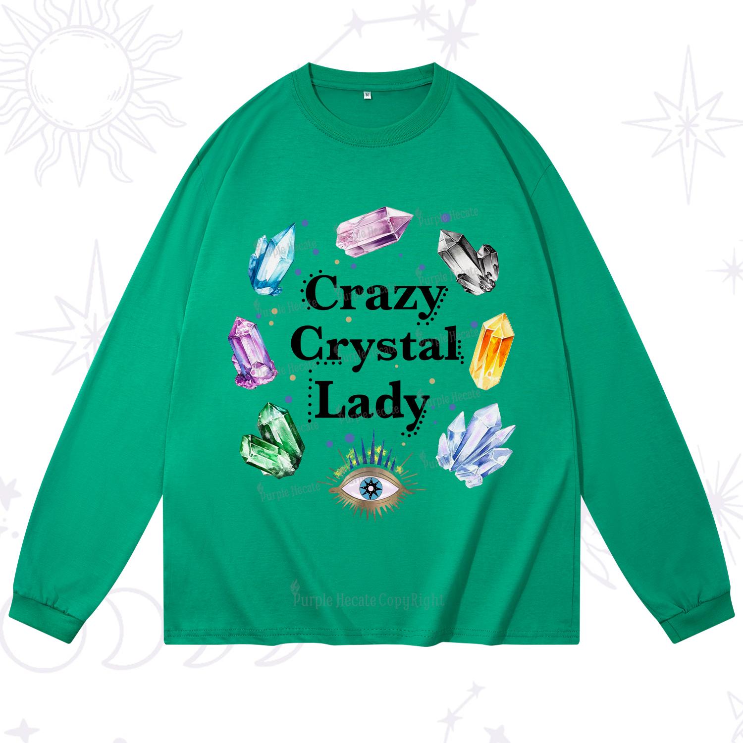 Purplehecate Crazy Crystal Lady Long Sleeve T-Shirt