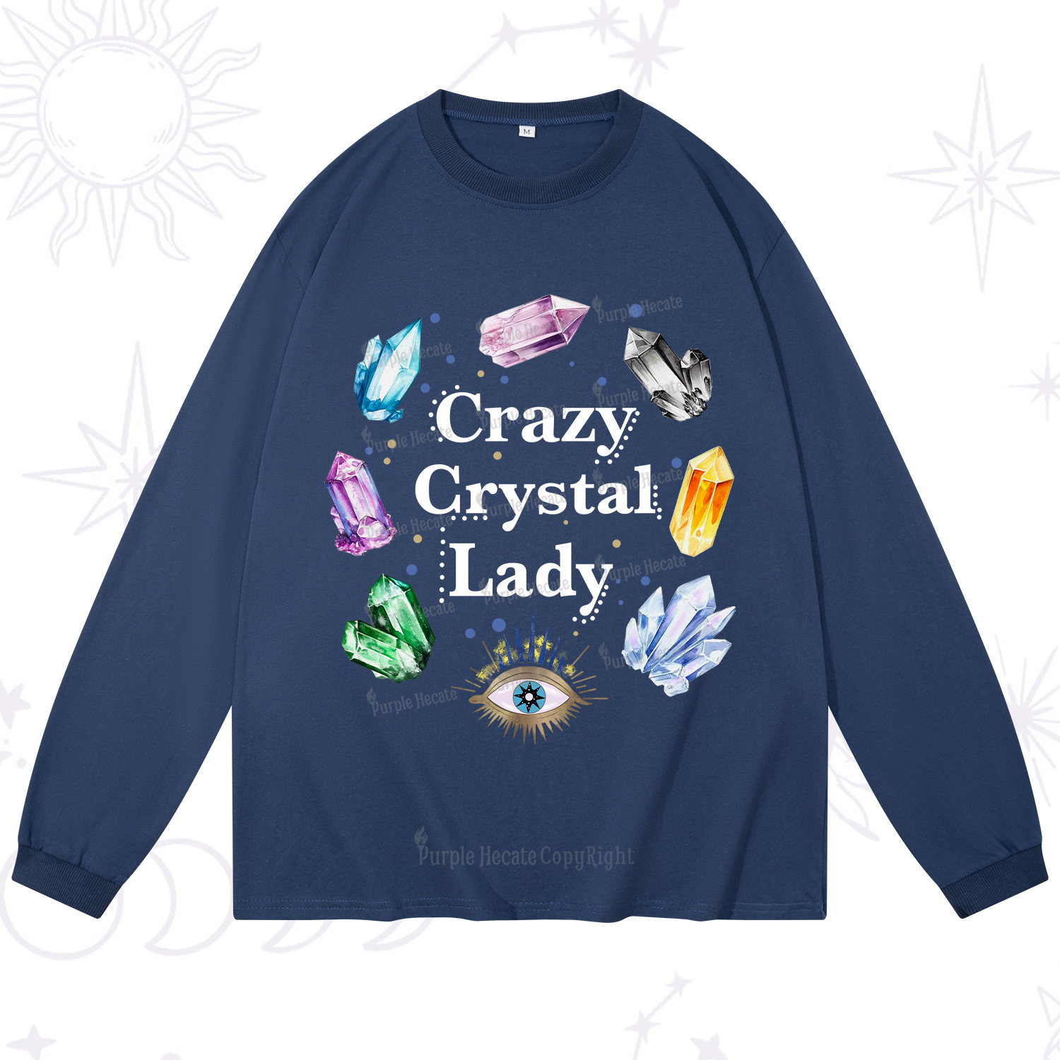 Purplehecate Crazy Crystal Lady Long Sleeve T-Shirt