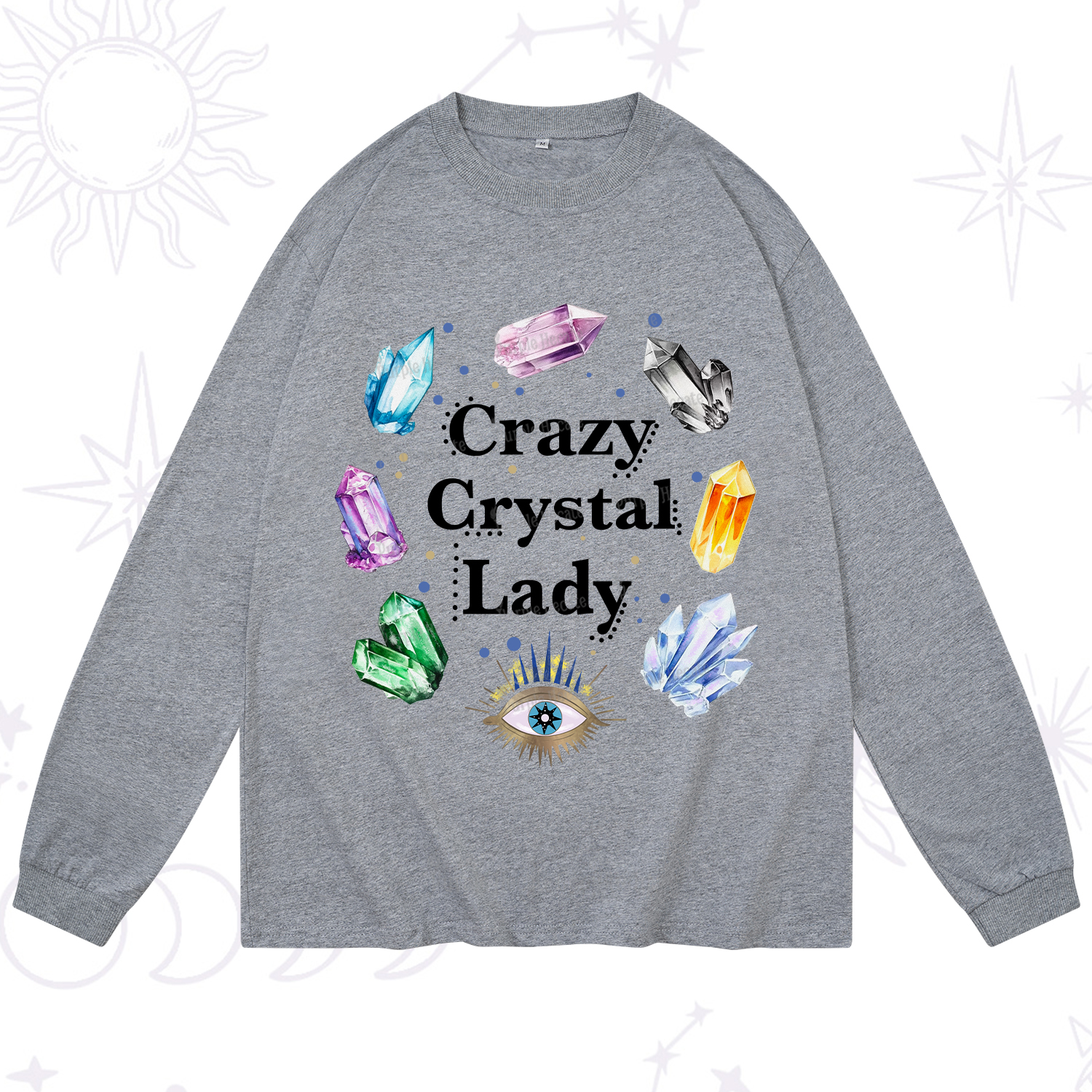 Purplehecate Crazy Crystal Lady Long Sleeve T-Shirt