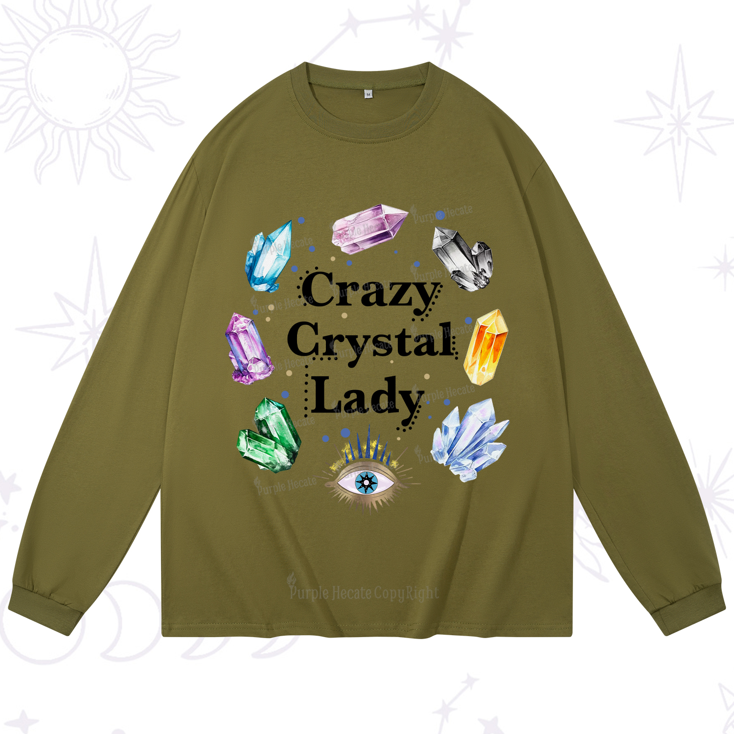 Purplehecate Crazy Crystal Lady Long Sleeve T-Shirt