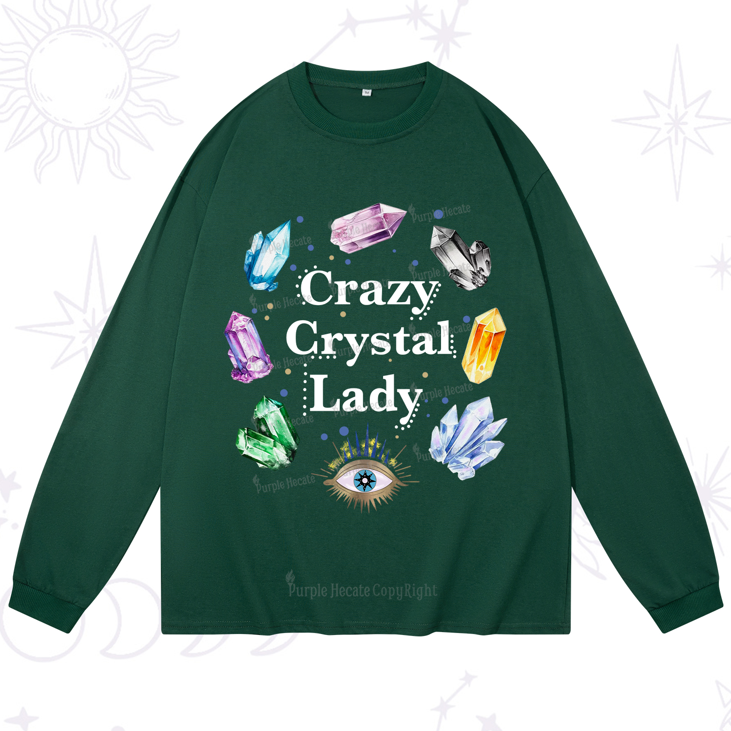 Purplehecate Crazy Crystal Lady Long Sleeve T-Shirt