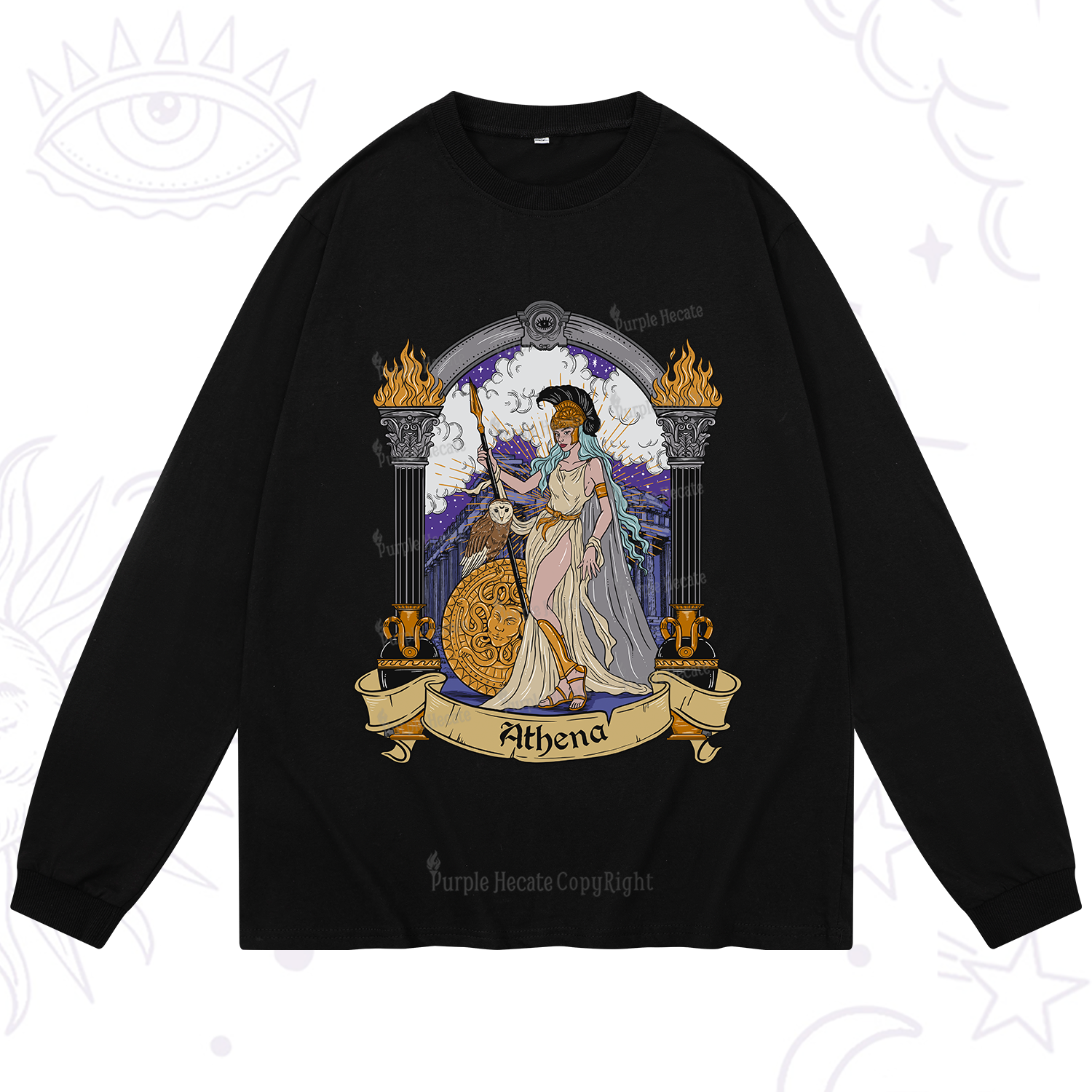 Purplehecate The Wise Goddess Athena Long Sleeve T-Shirt