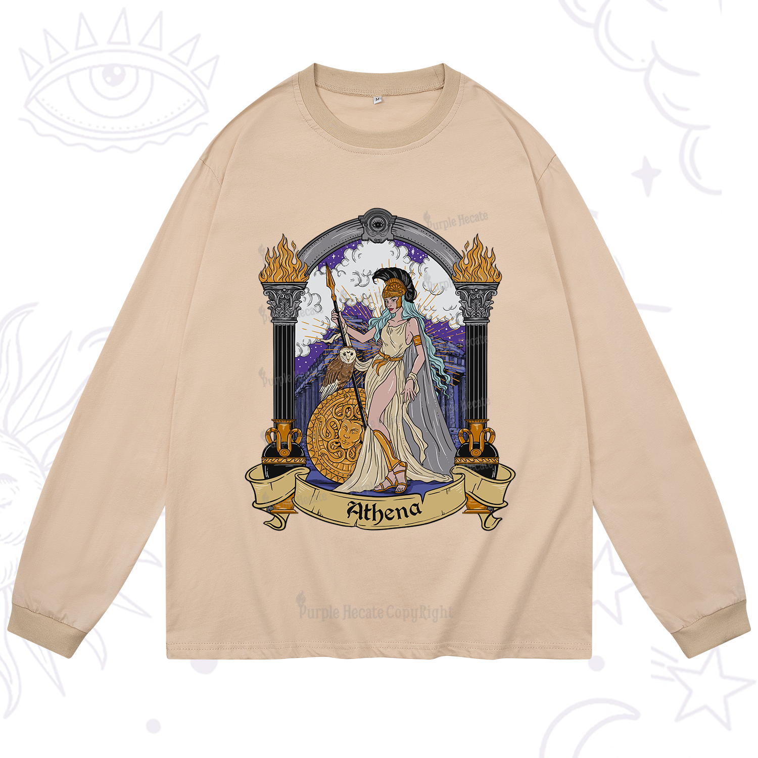 Purplehecate The Wise Goddess Athena Long Sleeve T-Shirt