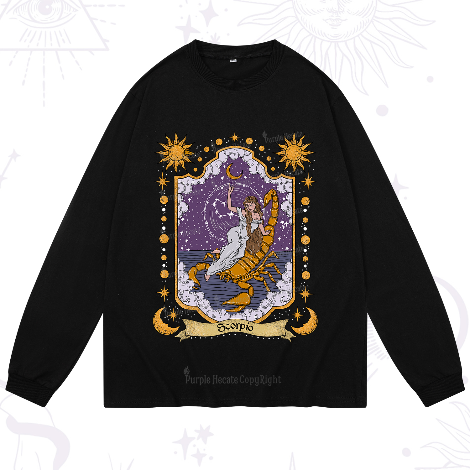 Purplehecate Scorpio Zodiac Long Sleeve T-Shirt