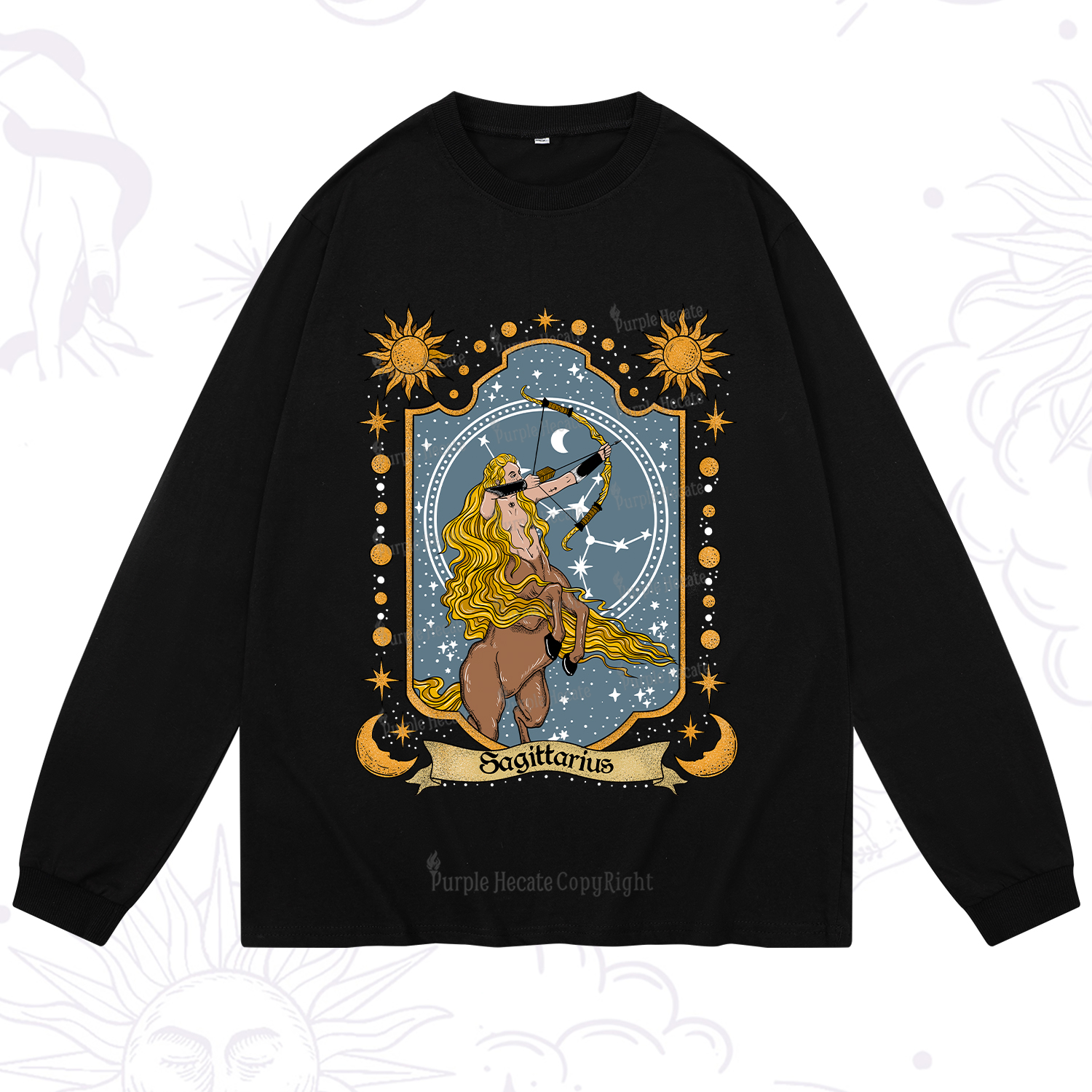 Purplehecate Sagittarius Zodiac Long Sleeve T-Shirt