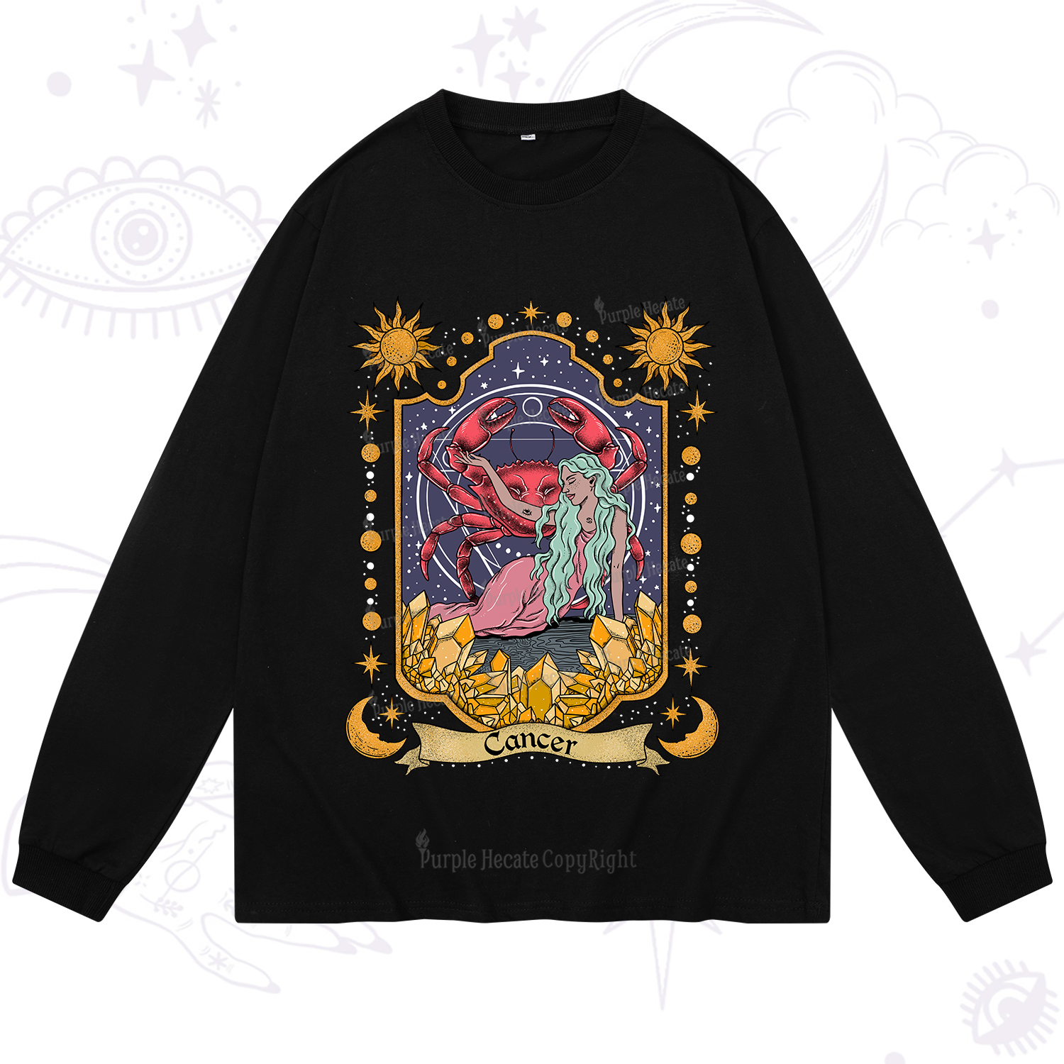 Purplehecate Cancer Zodiac Long Sleeve T-Shirt