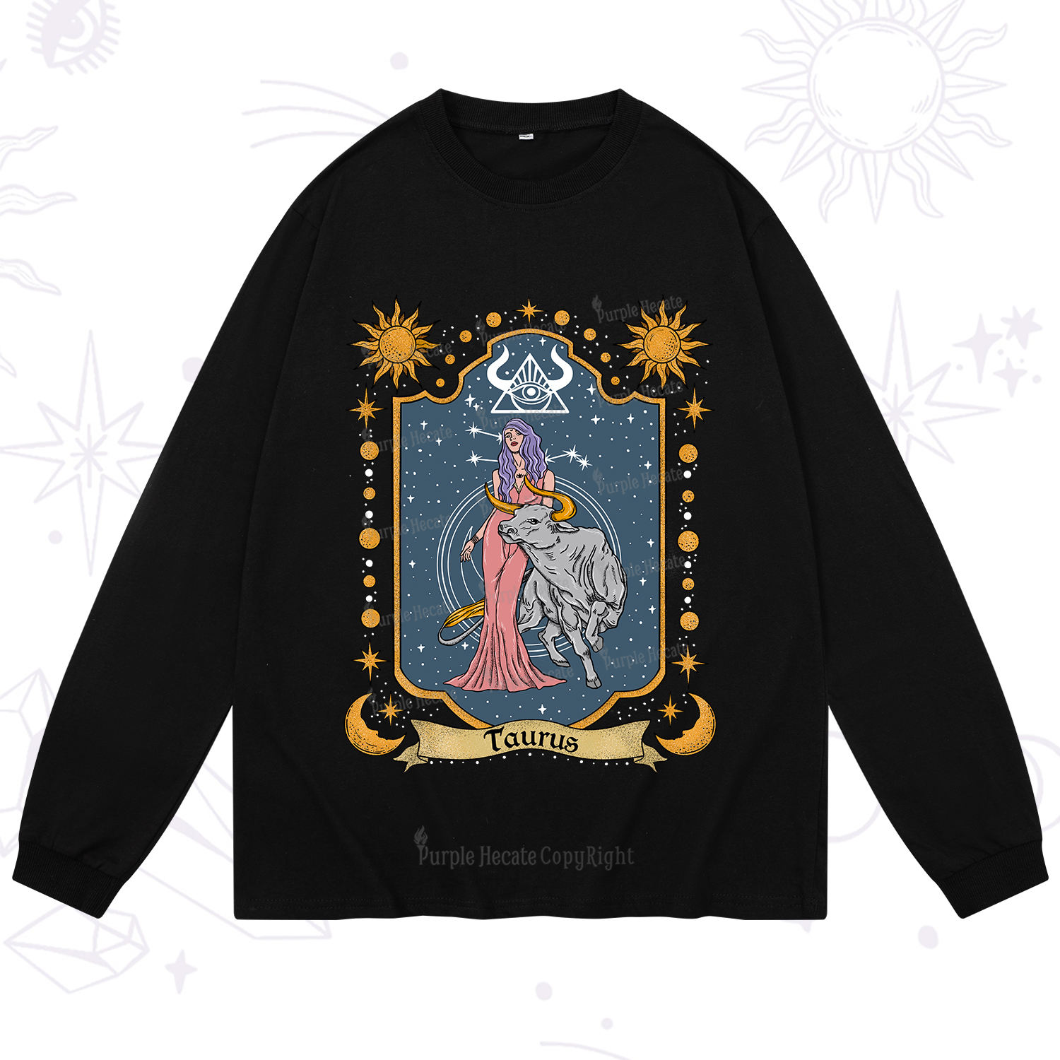 Purplehecate Taurus Zodiac Long Sleeve T-Shirt