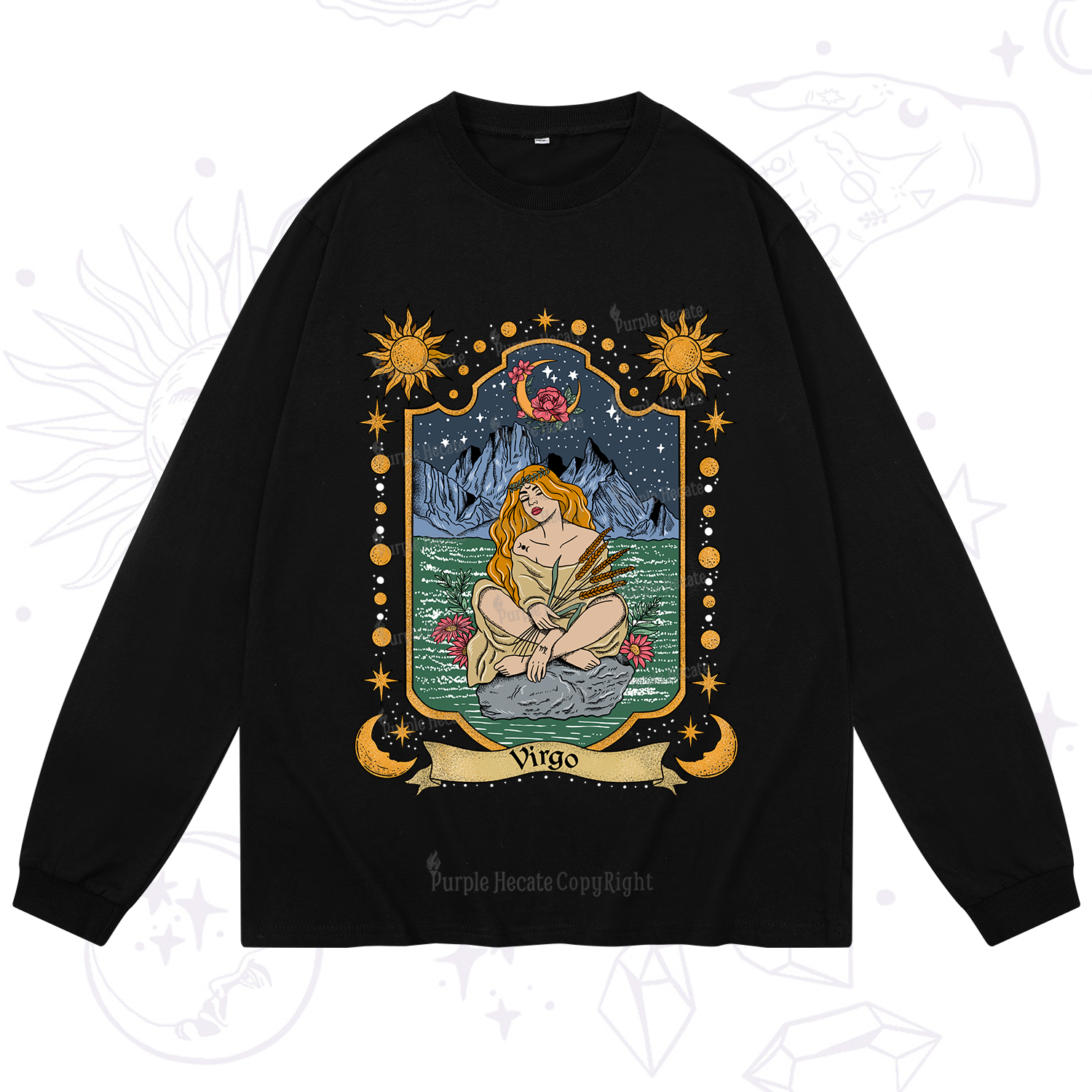 Purplehecate Virgo Zodiac Long Sleeve T-Shirt