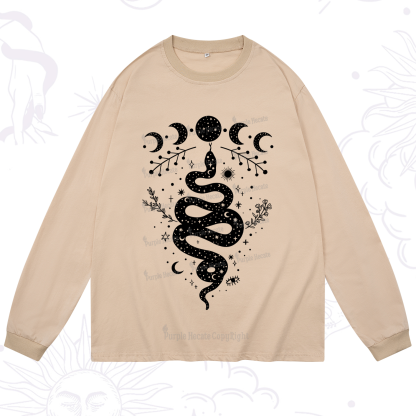 Purplehecate Snake And Moon Phase Comfort Long Sleeve T-Shirt