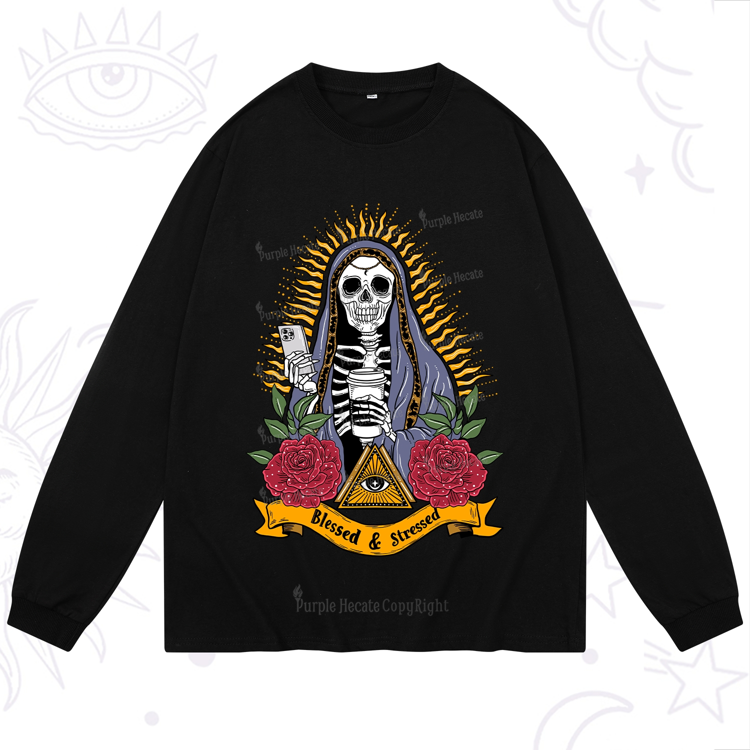 Purplehecate Blessed And Stressed Long Sleeve T-Shirt