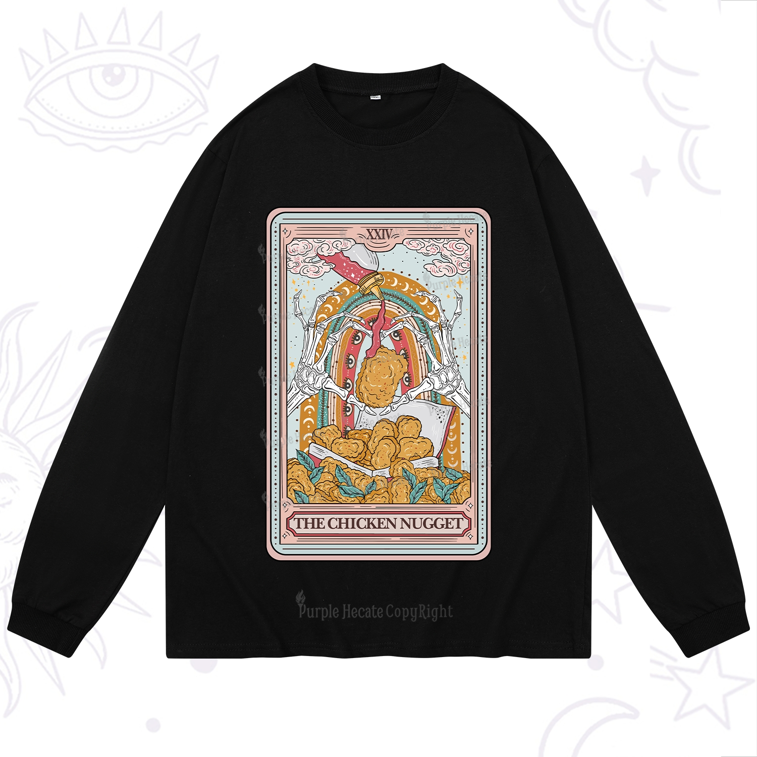 Purplehecate The Chicken Nugget Food Tarot Long Sleeve T-Shirt