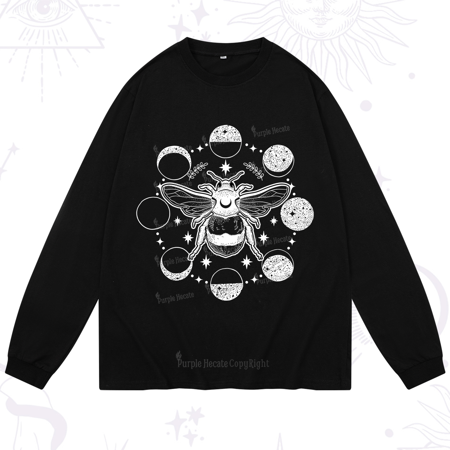 Purplehecate Moon Bee Long Sleeve T-Shirt