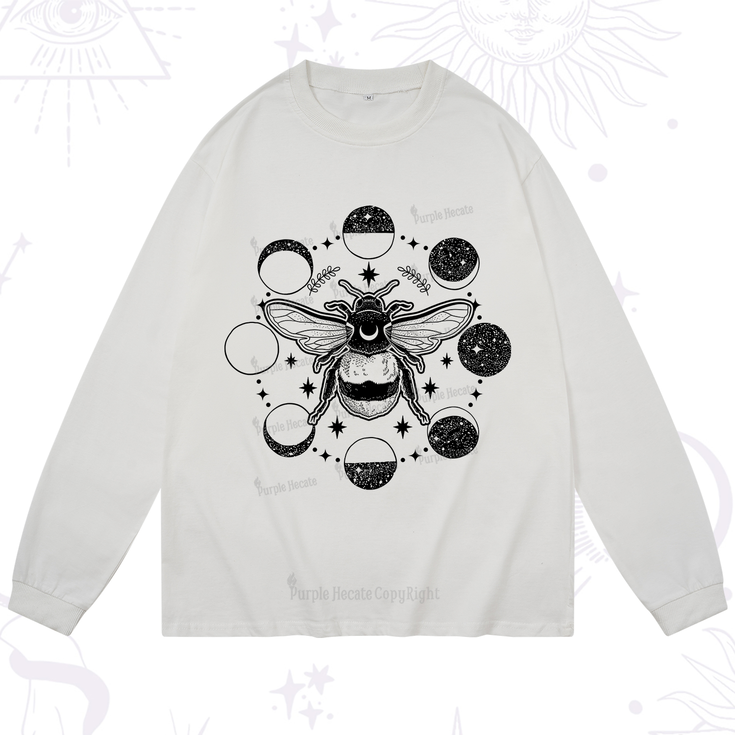 Purplehecate Moon Bee Long Sleeve T-Shirt