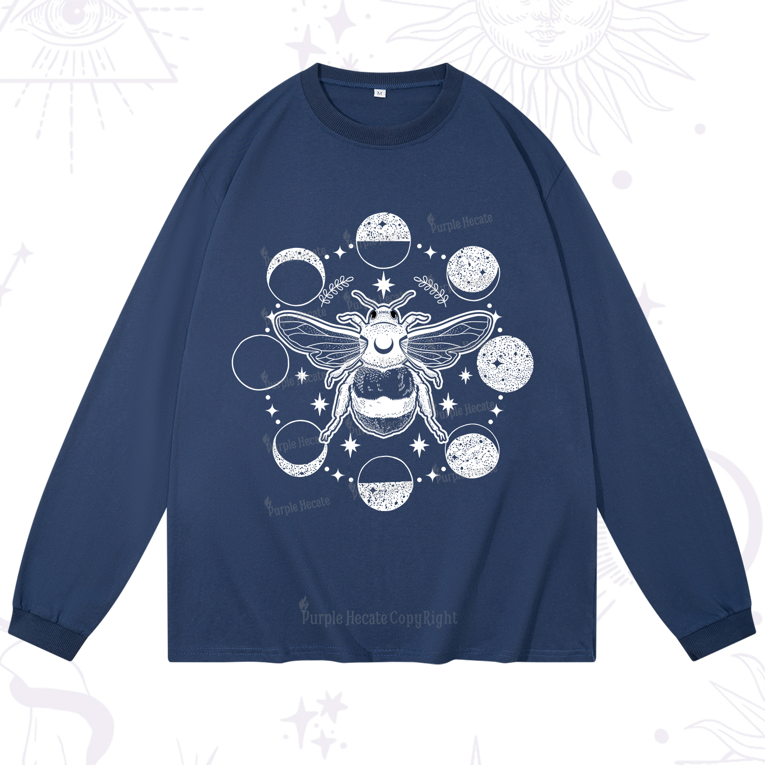 Purplehecate Moon Bee Long Sleeve T-Shirt