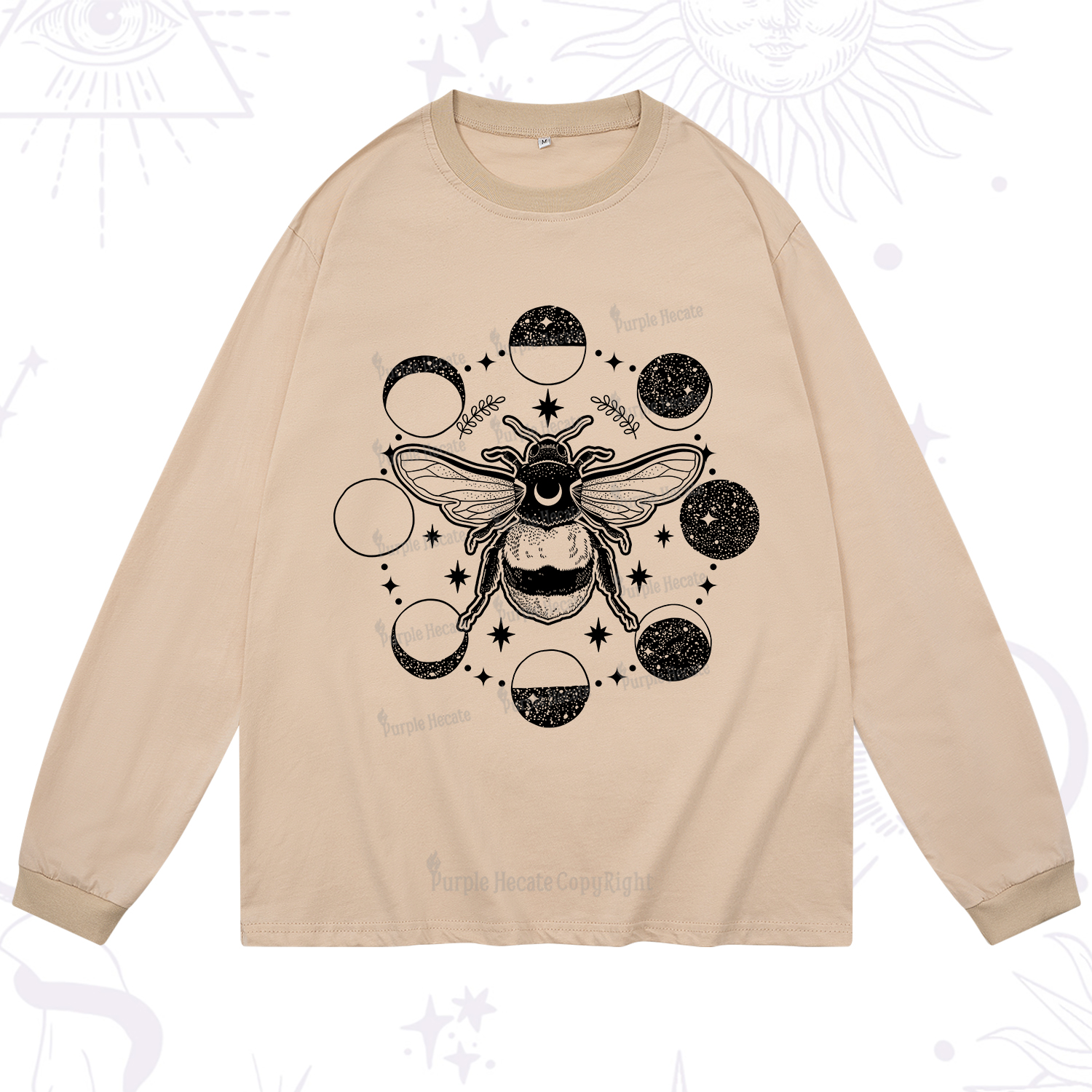 Purplehecate Moon Bee Long Sleeve T-Shirt
