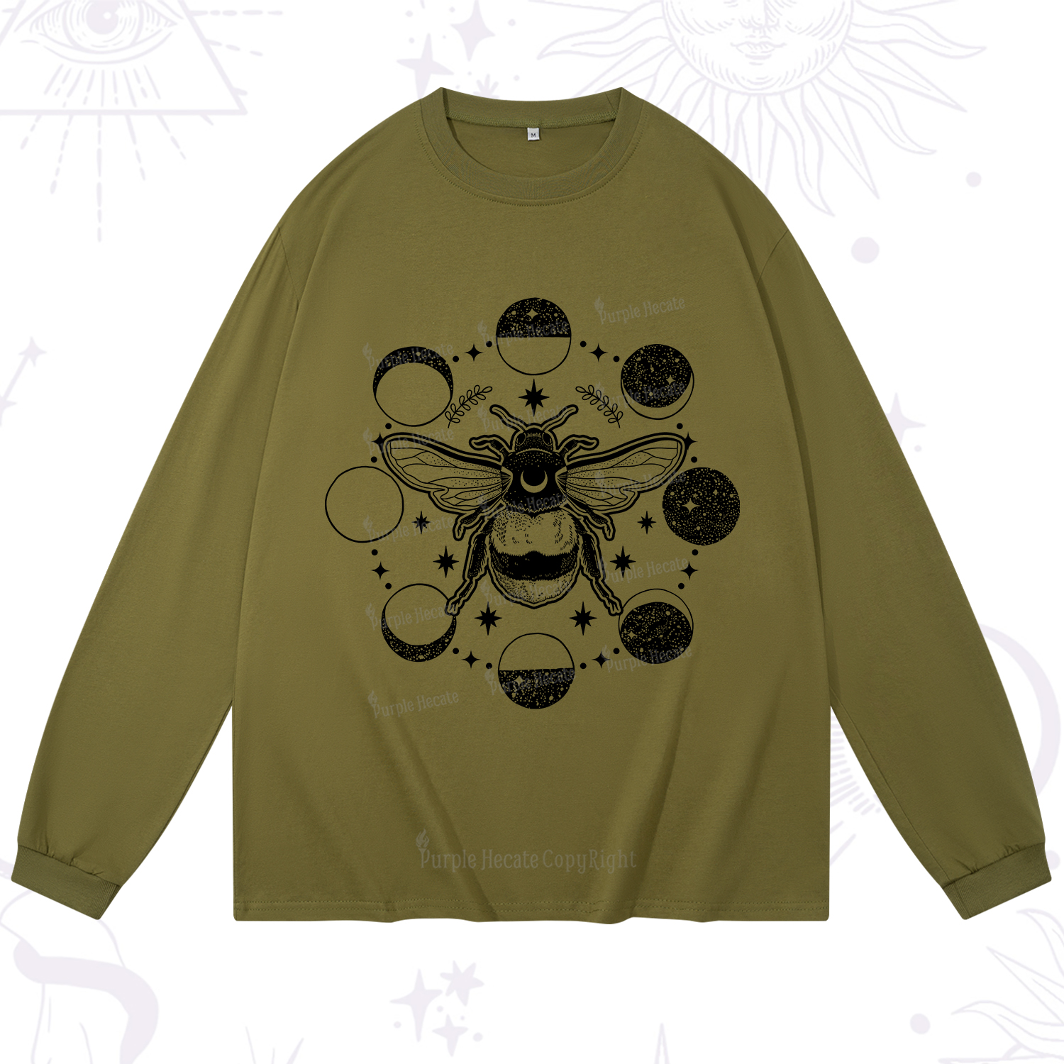 Purplehecate Moon Bee Long Sleeve T-Shirt