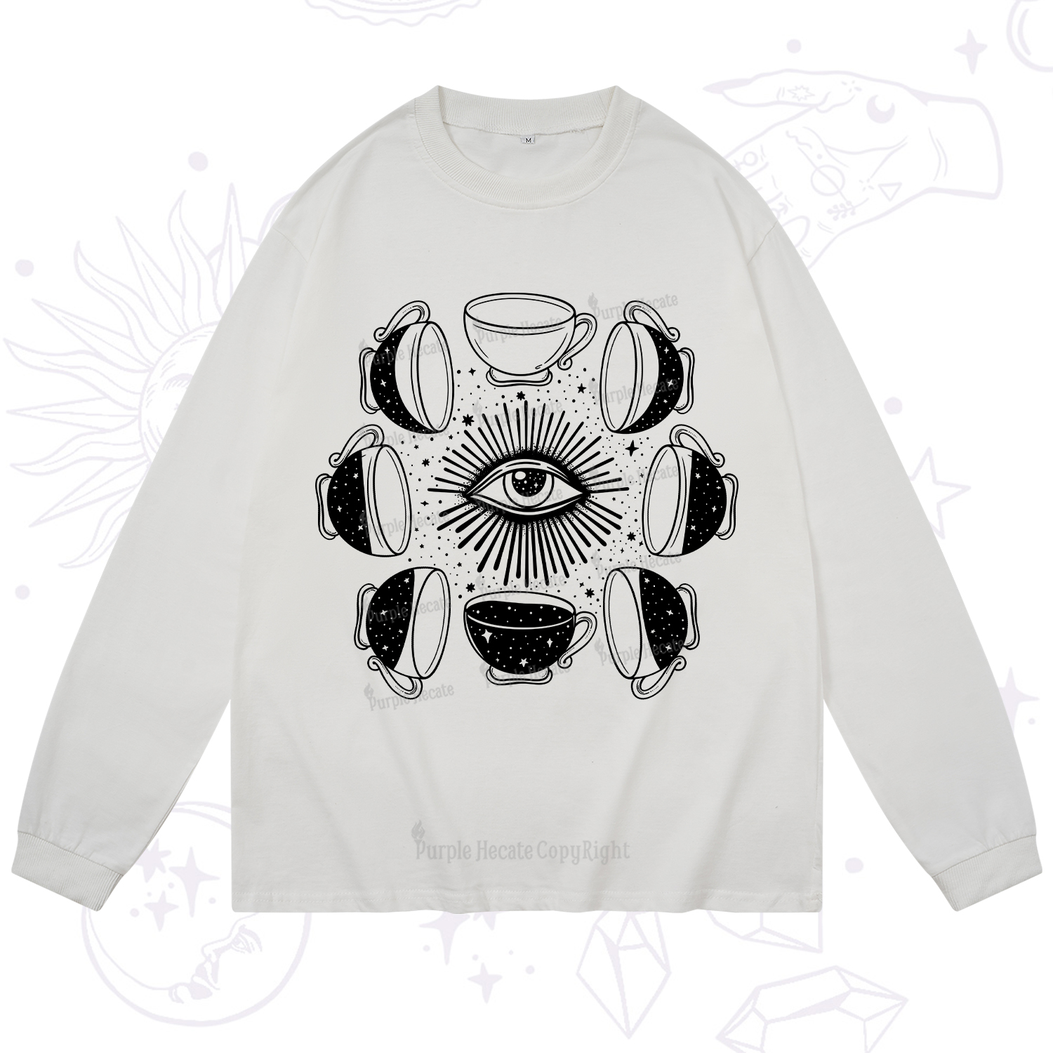 Purplehecate Moon Phase Coffee Long Sleeve T-Shirt