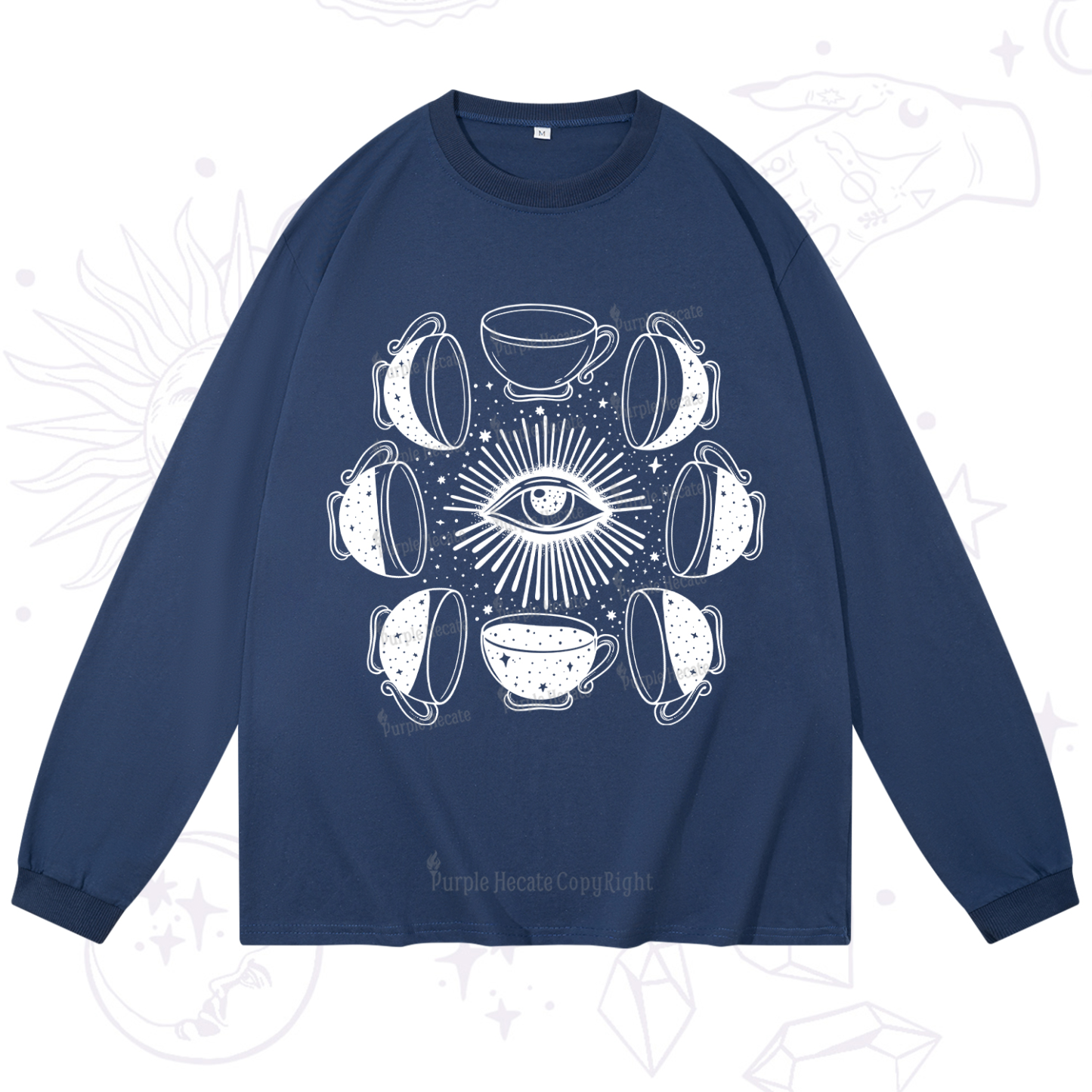 Purplehecate Moon Phase Coffee Long Sleeve T-Shirt