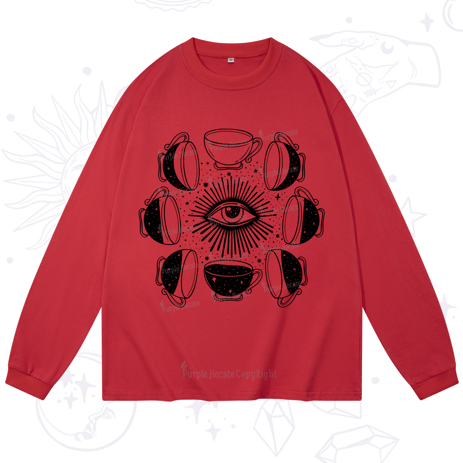 Purplehecate Moon Phase Coffee Long Sleeve T-Shirt