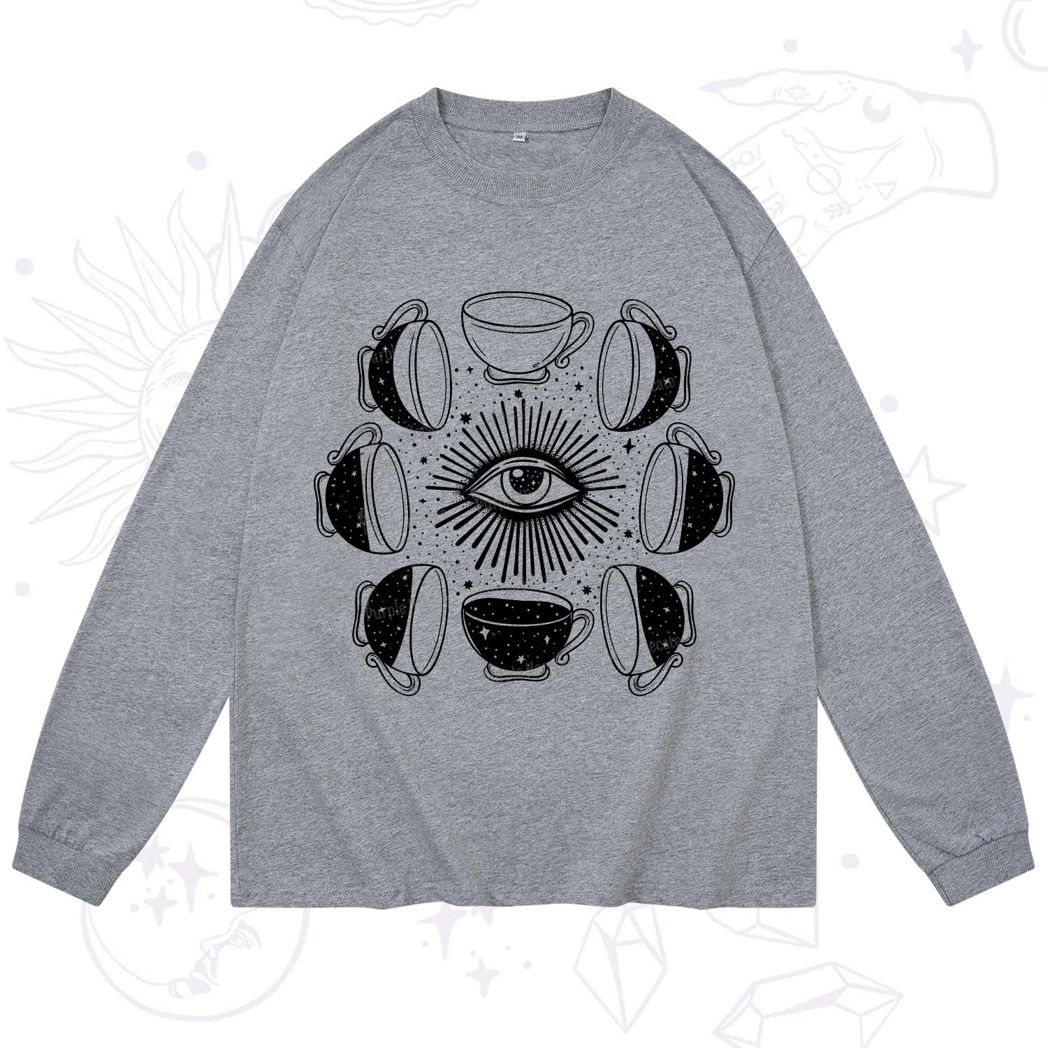 Purplehecate Moon Phase Coffee Long Sleeve T-Shirt