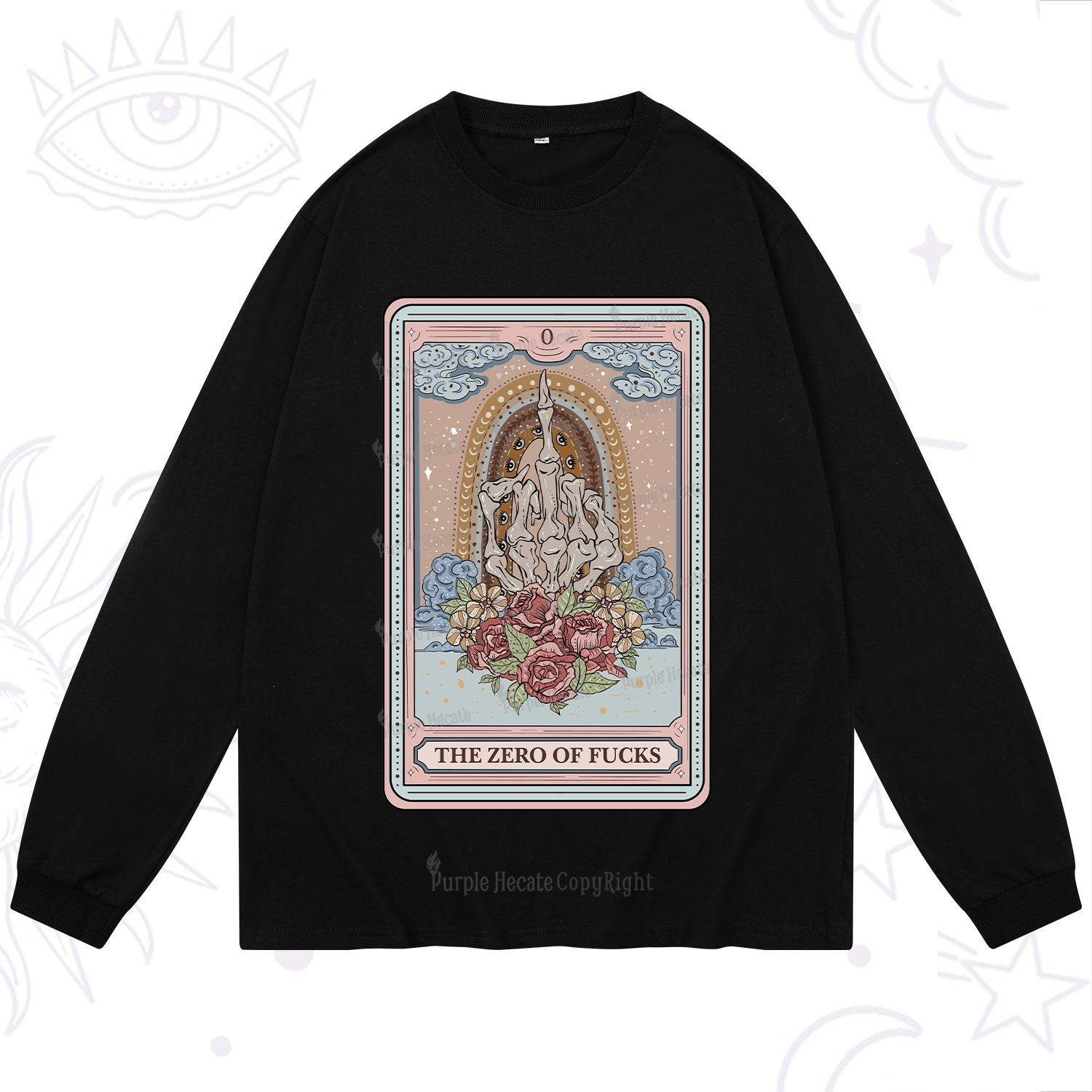 Purplehecate The Zero Of Fucks Tarot Long Sleeve T-Shirt
