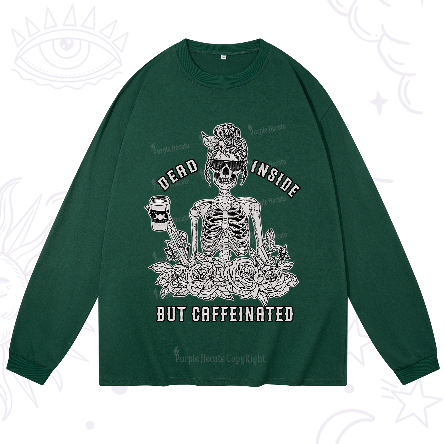 Purplehecate  Dead Inside But Caffeinated Long Sleeve T-Shirt