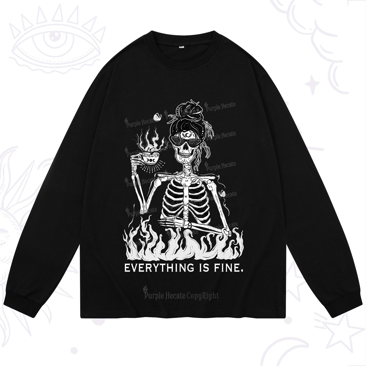 Purplehecate Everything Is Fine Long Sleeve T-Shirt
