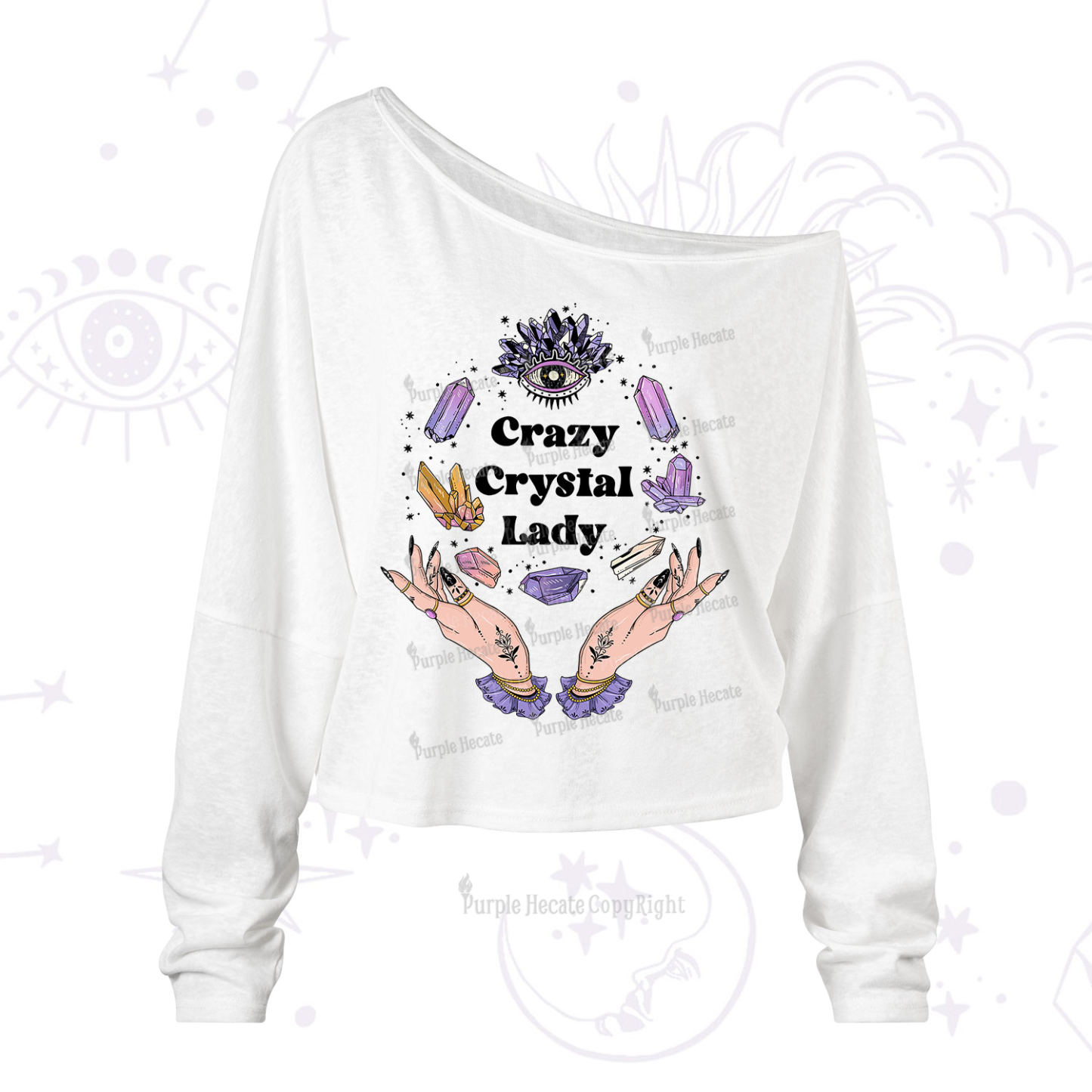 Purplehecate Crazy Crystal Lady One Shoulder Long Sleeve Shirt