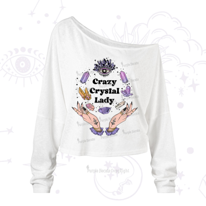 Purplehecate Crazy Crystal Lady One Shoulder Long Sleeve Shirt