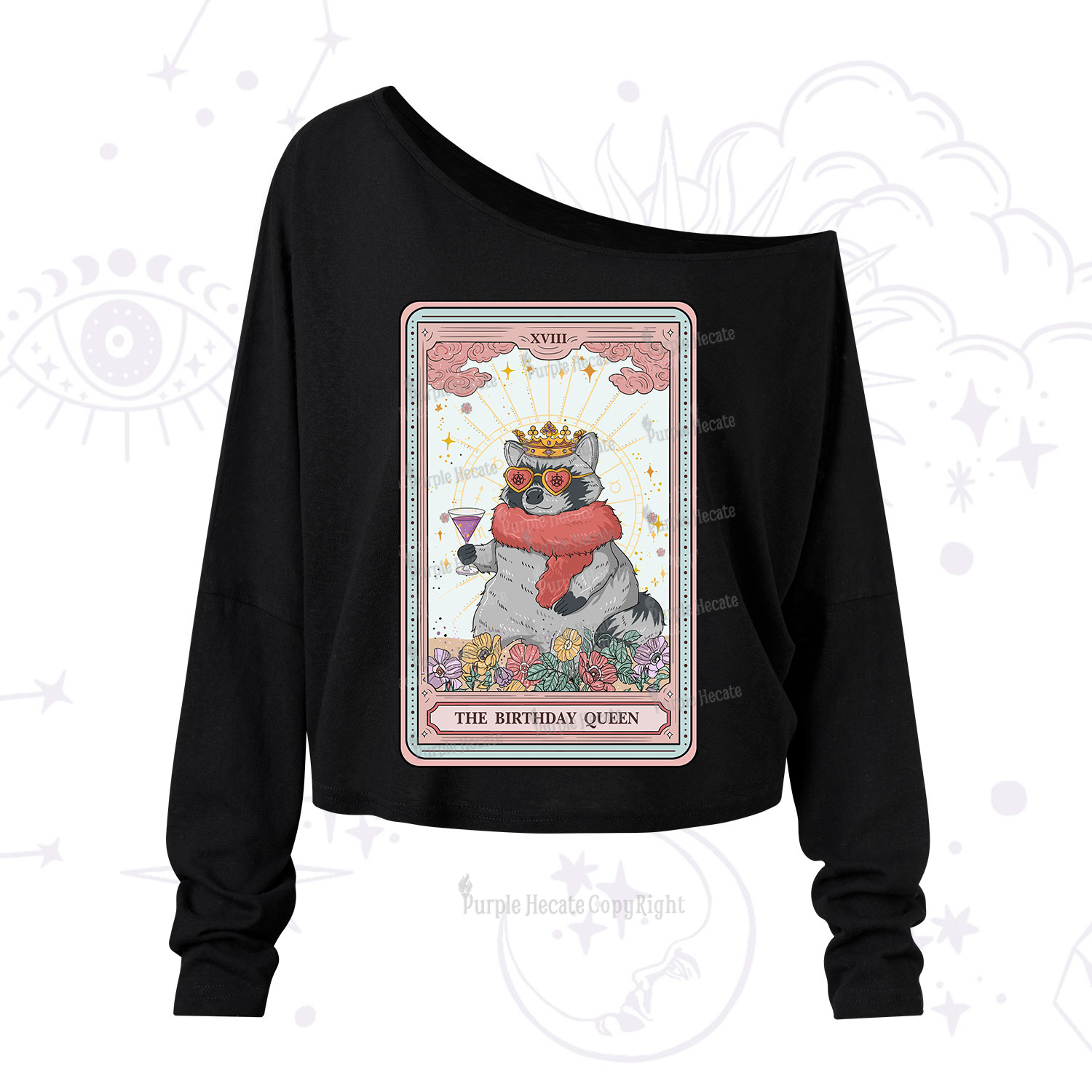Purplehecate The Birthday Queen Tarot One Shoulder Long Sleeve Shirt