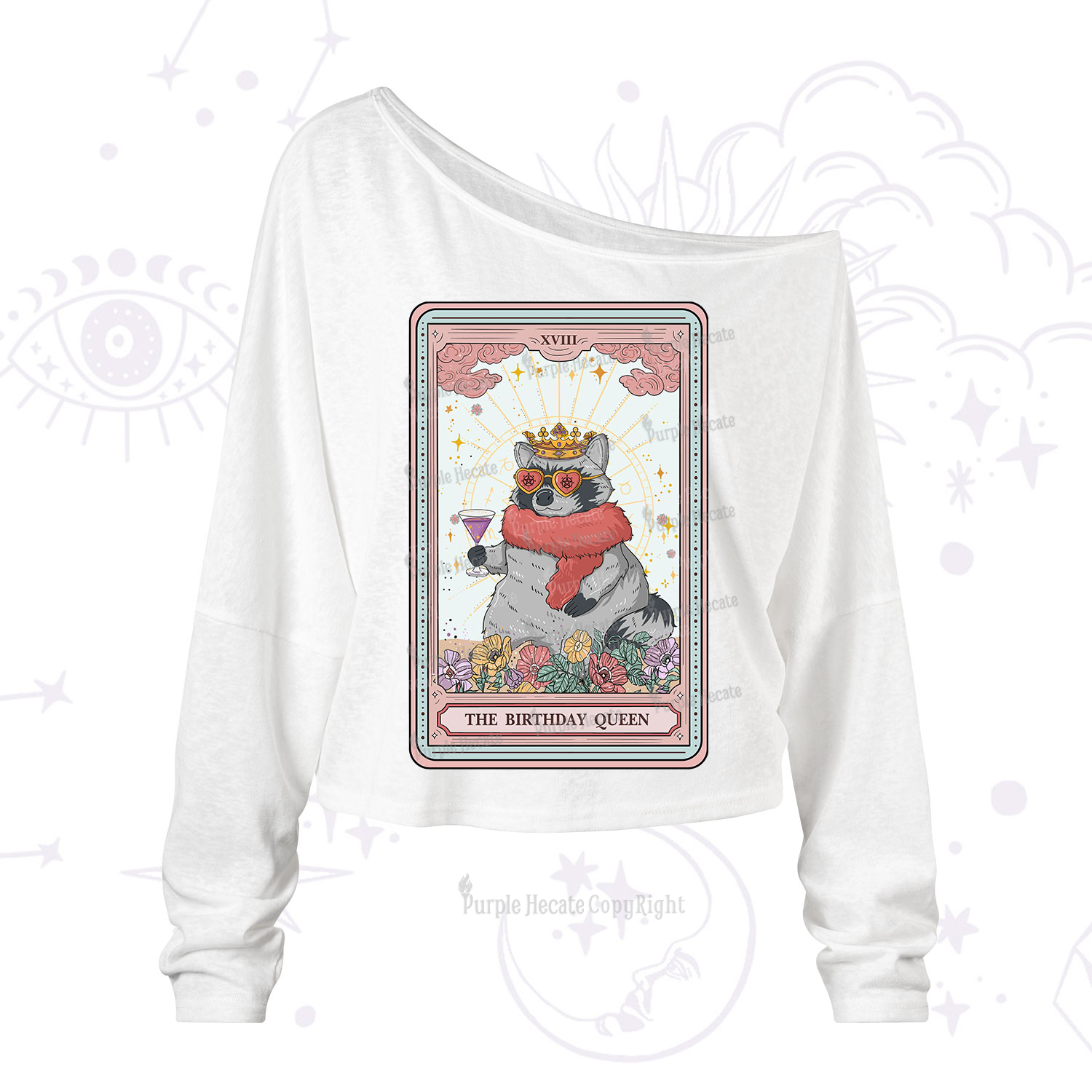 Purplehecate The Birthday Queen Tarot One Shoulder Long Sleeve Shirt