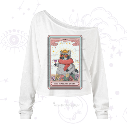 Purplehecate The Birthday Queen Tarot One Shoulder Long Sleeve Shirt