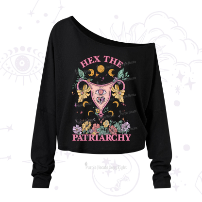 Purplehecate Hex the Patriarchy Feminist Power One Shoulder Long Sleeve Shirt