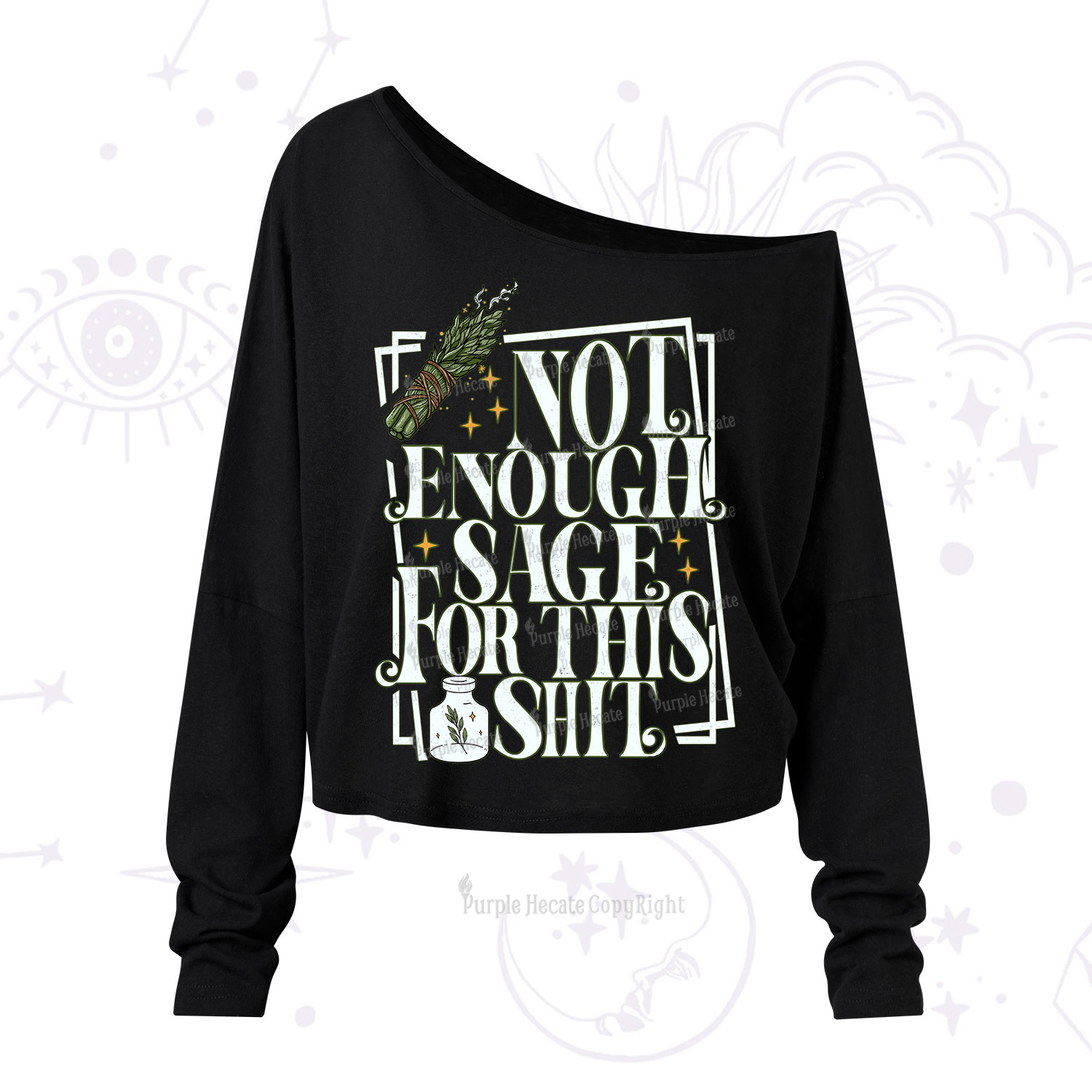 Purplehecate  Smudge for This Shit One Shoulder Long Sleeve Shirt