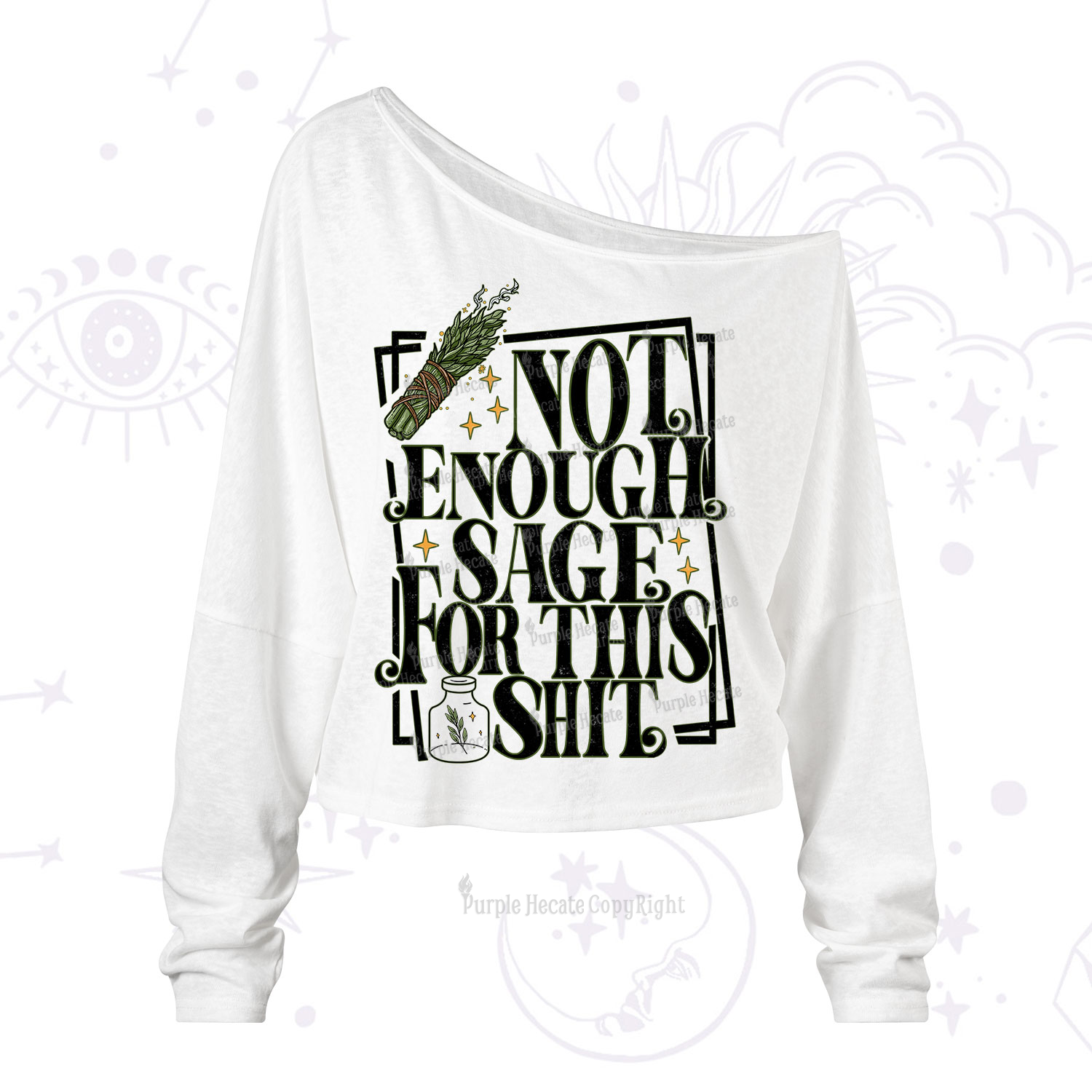 Purplehecate  Smudge for This Shit One Shoulder Long Sleeve Shirt